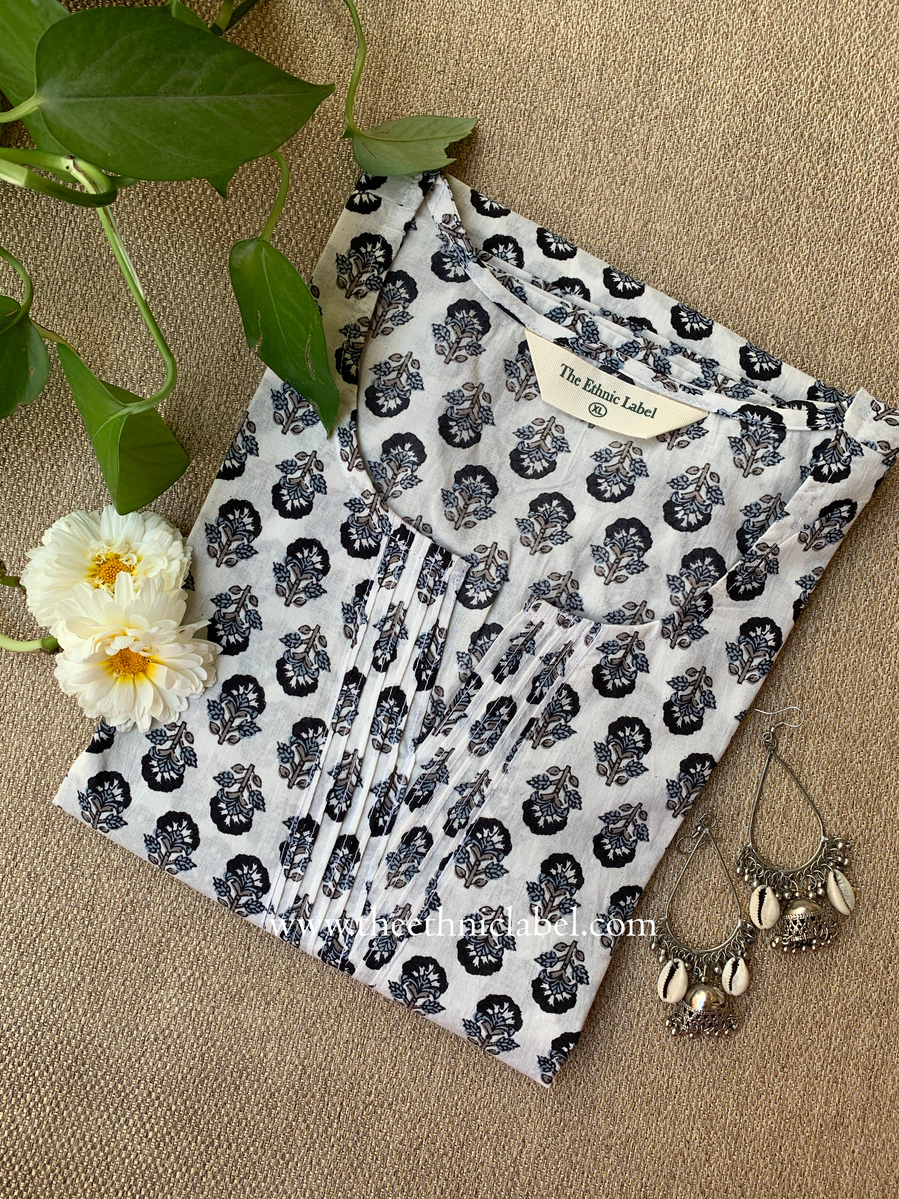 "Mriga" Hand Block Printed Cotton kurta- XXL