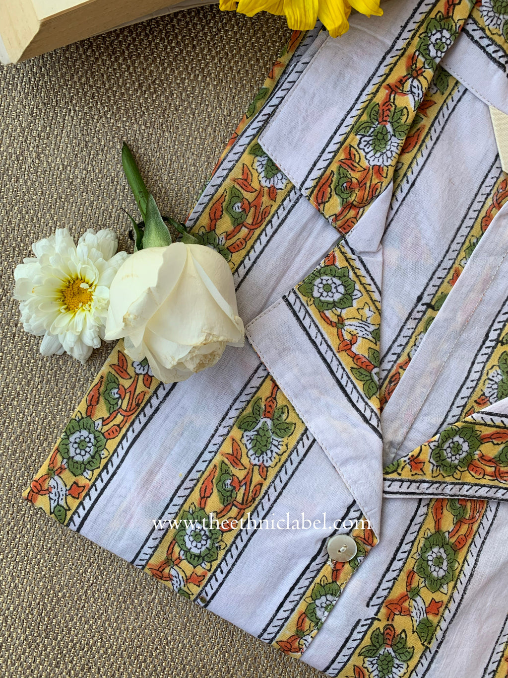 "Bini" Hand Block Printed Cotton Shirt