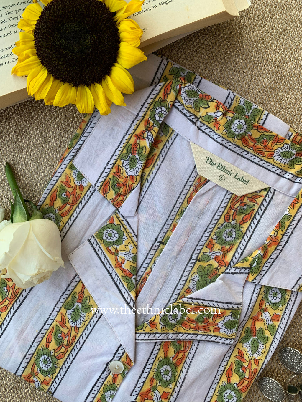 "Bini" Hand Block Printed Cotton Shirt
