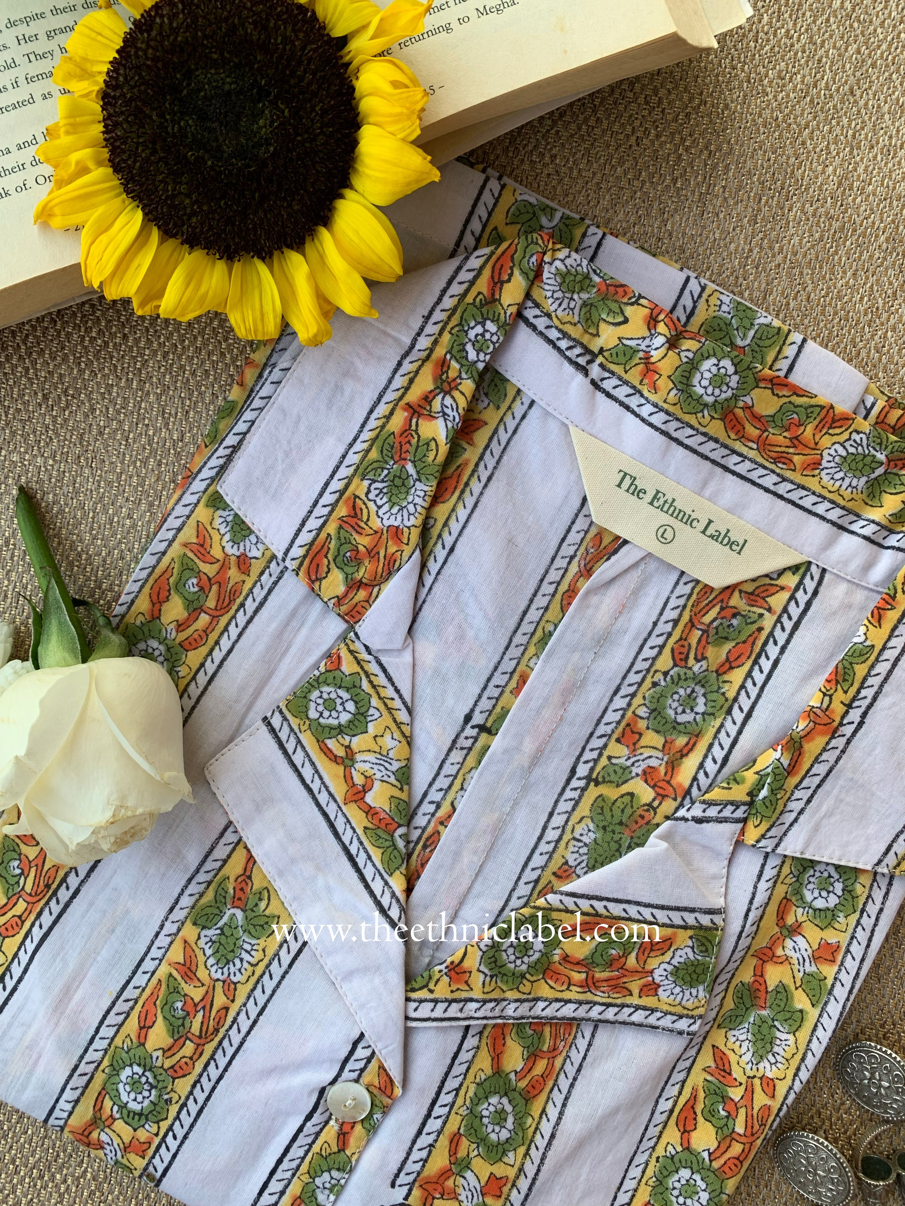 "Bini" Hand Block Printed Cotton Shirt