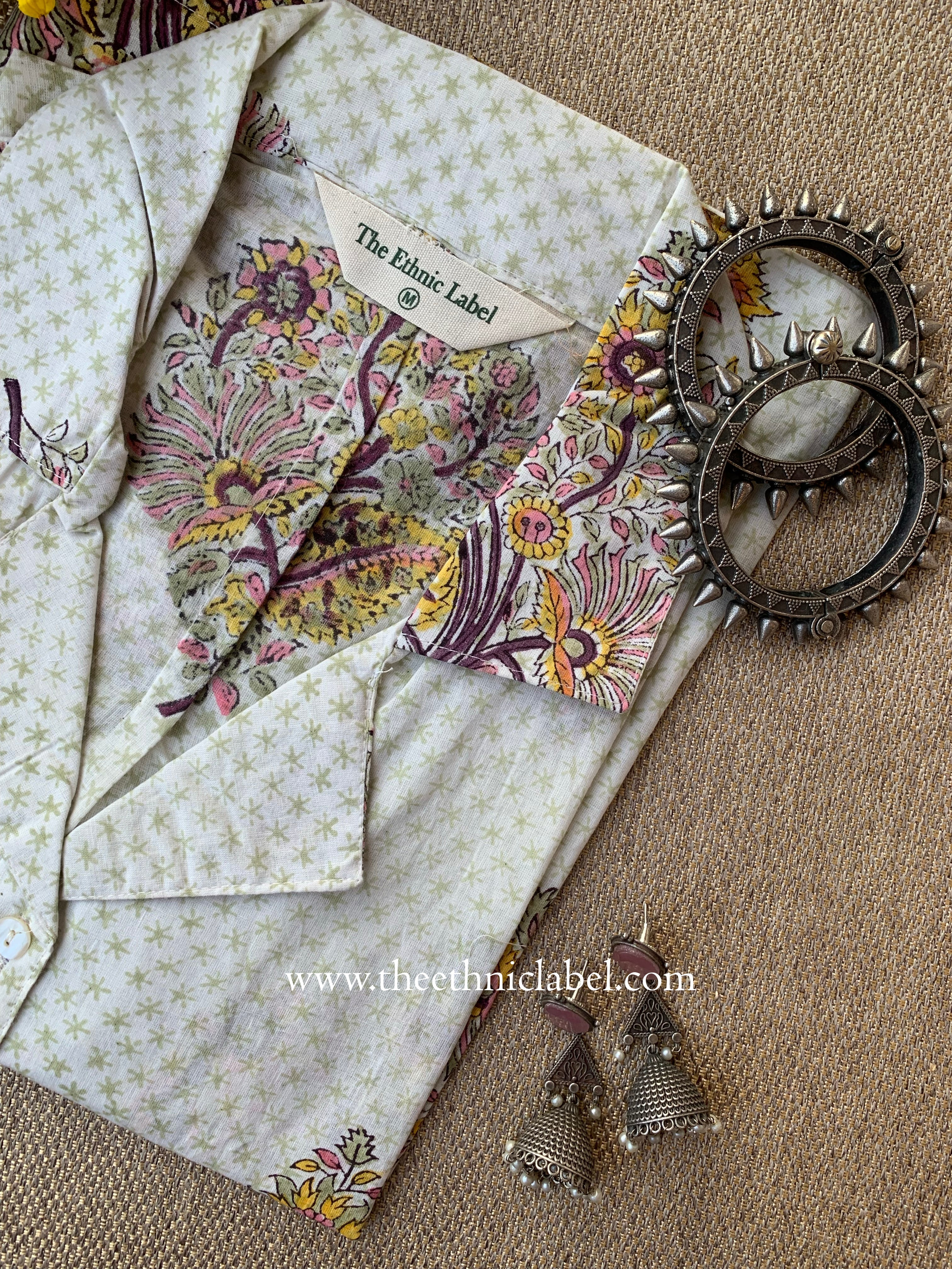 "Sonam" Hand Block Printed Cotton Shirt