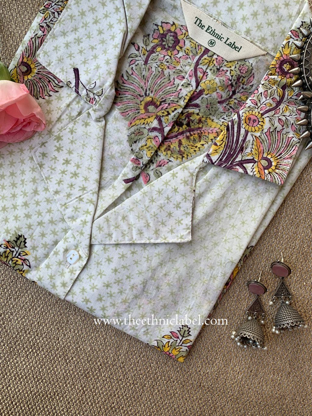 "Sonam" Hand Block Printed Cotton Shirt
