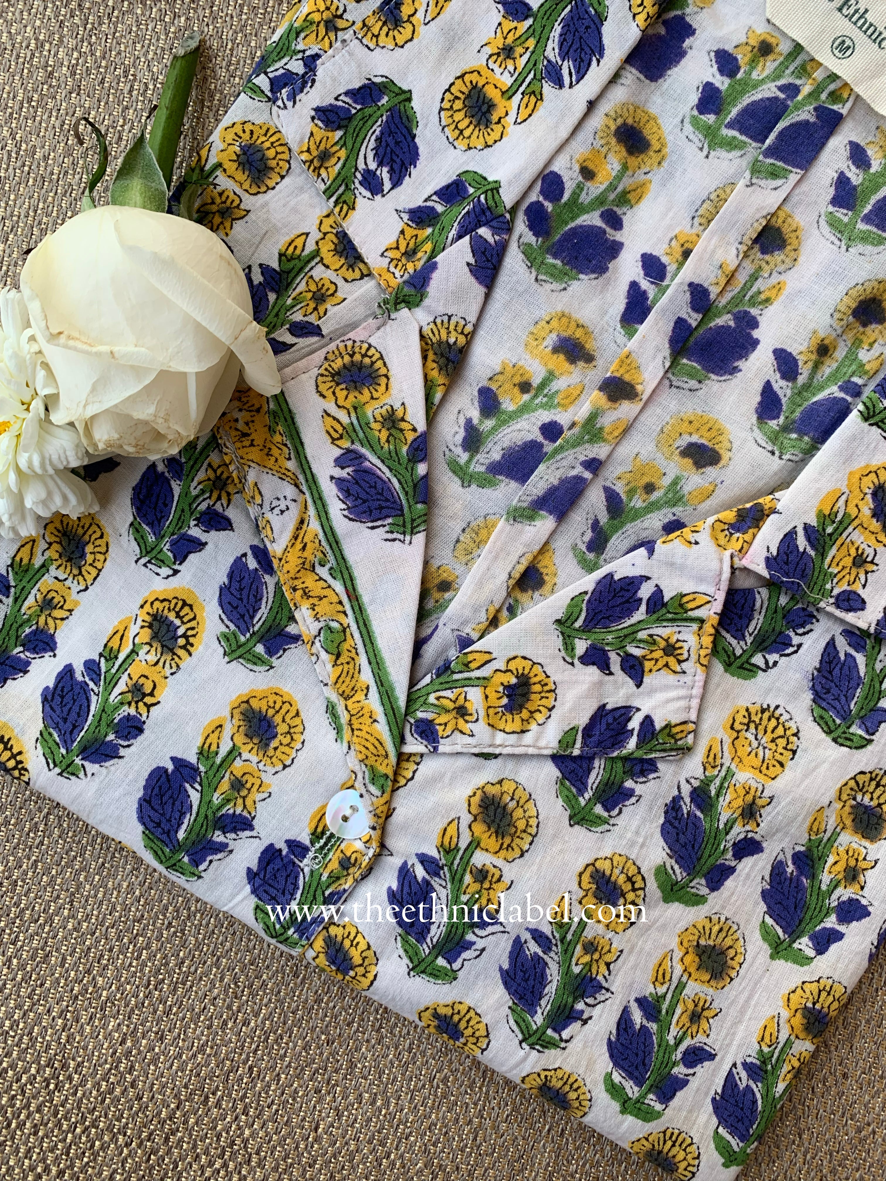 "Aisha" Hand Block Printed Cotton Shirt