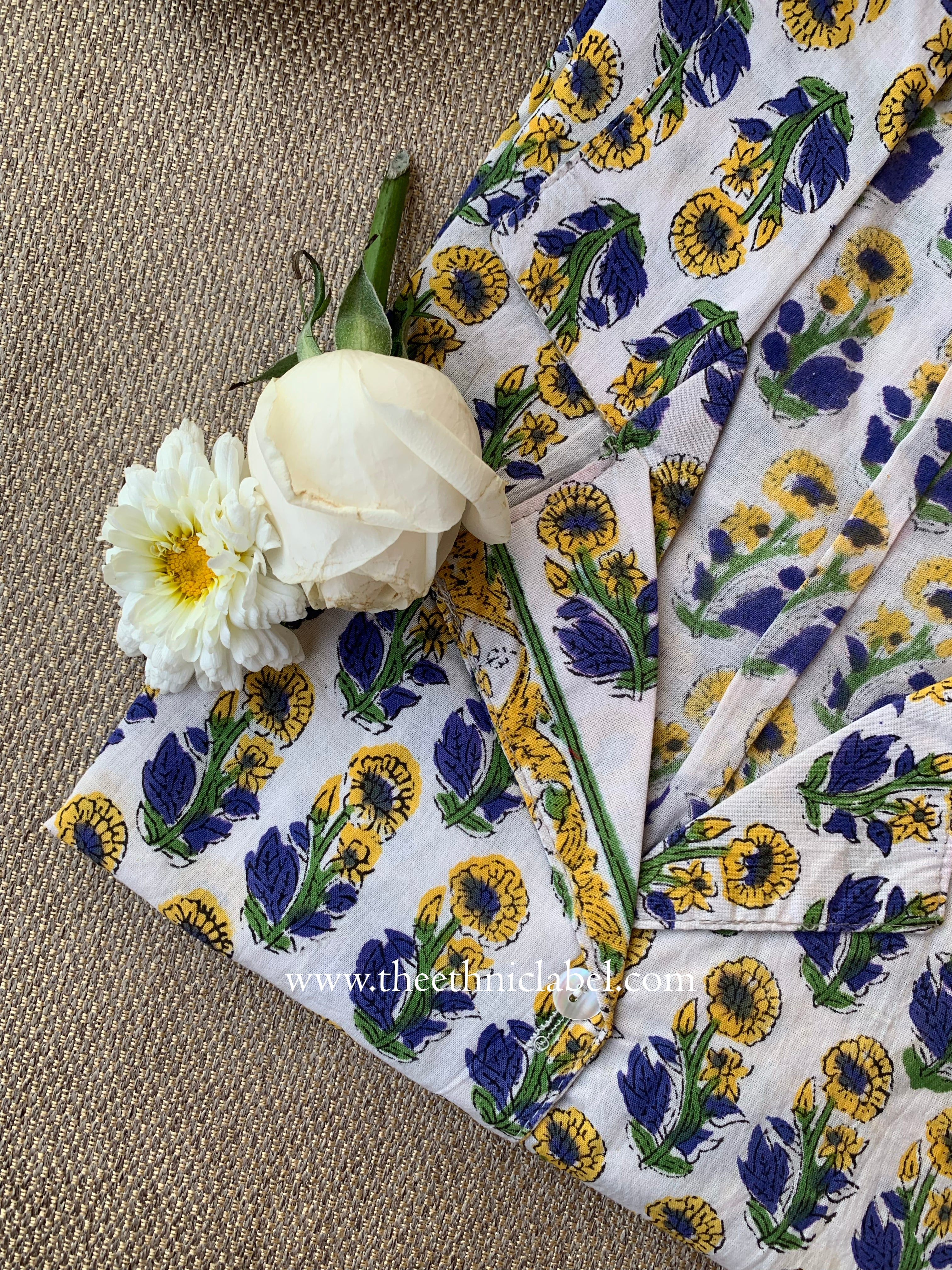 "Aisha" Hand Block Printed Cotton Shirt