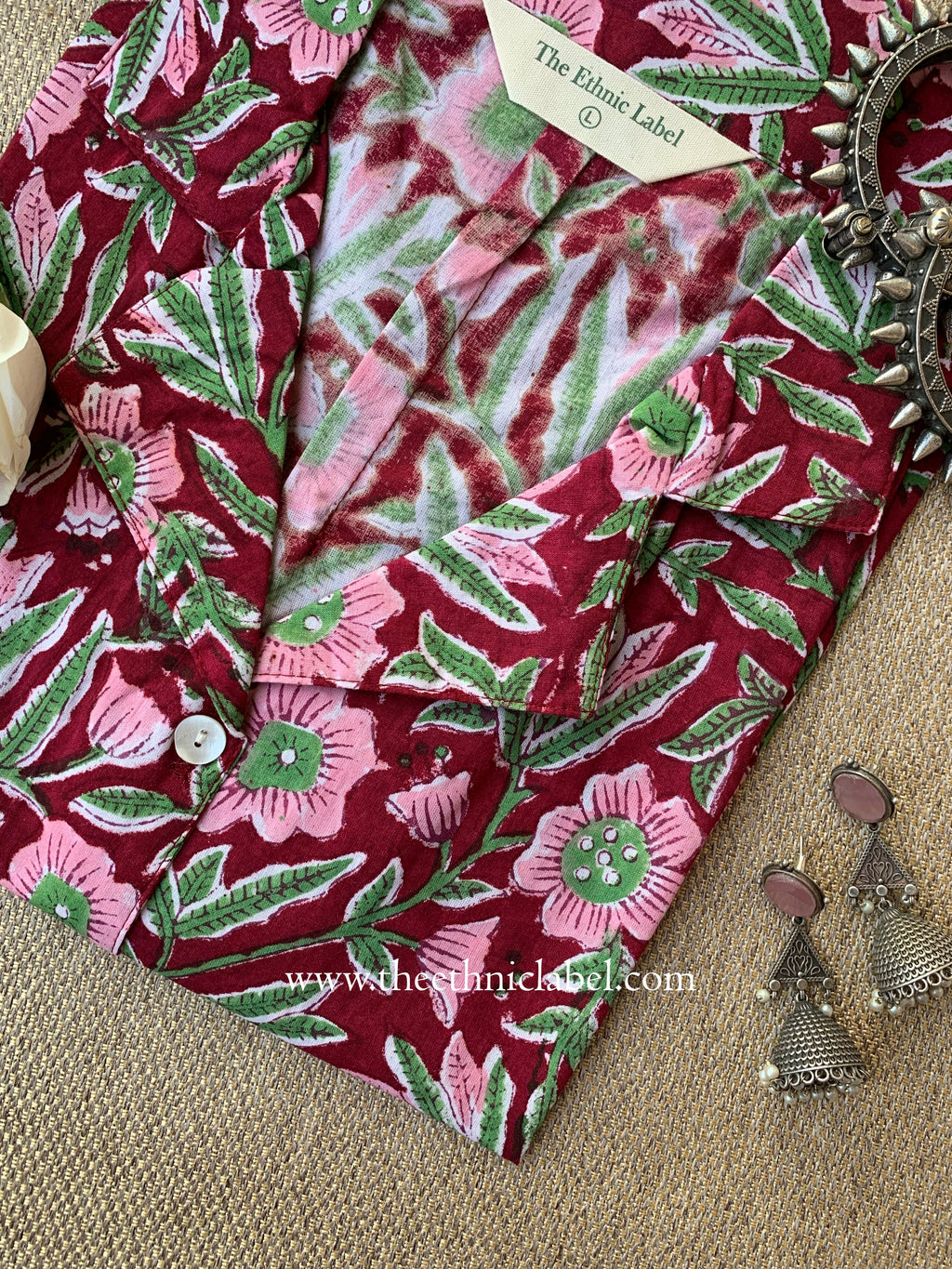 "Rhea" Hand Block Printed Cotton Shirt