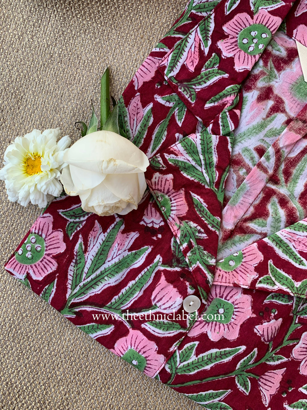 "Rhea" Hand Block Printed Cotton Shirt