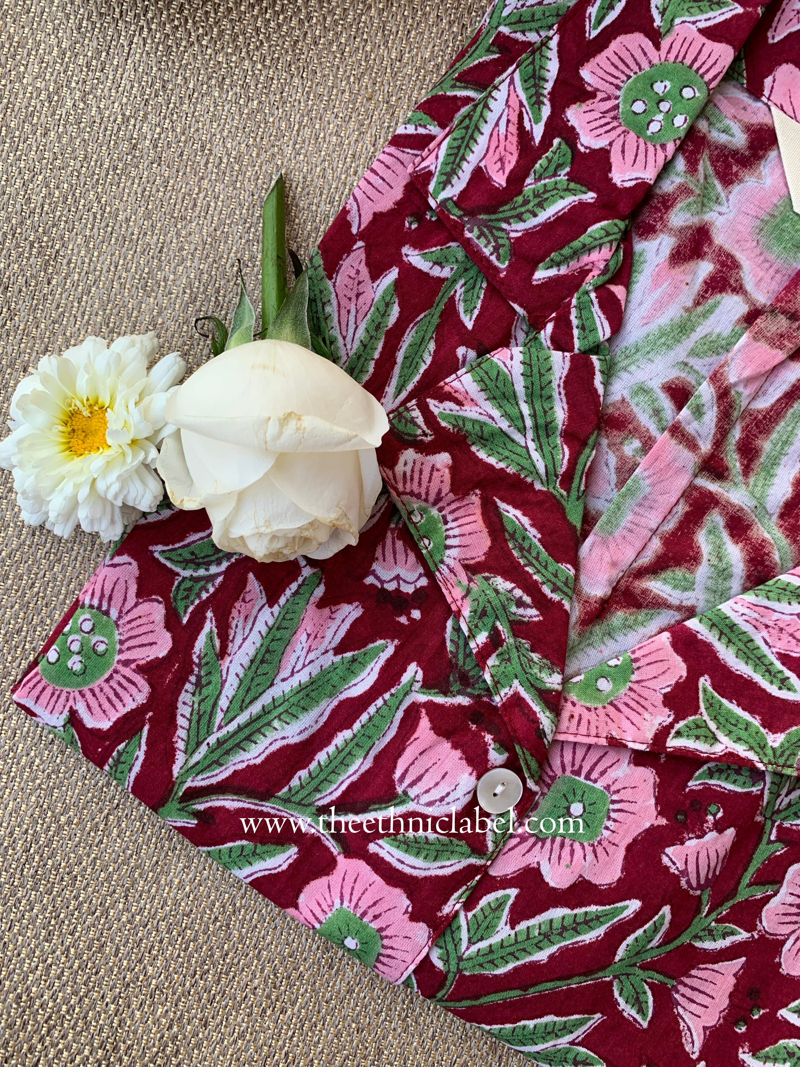 "Rhea" Hand Block Printed Cotton Shirt
