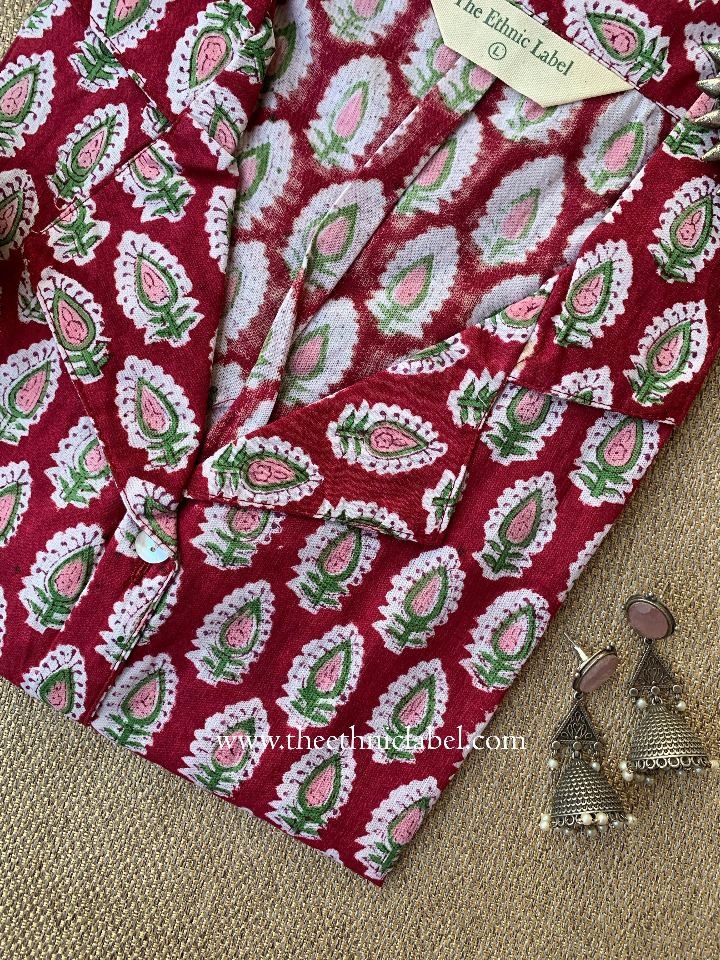 "Rishma" Hand Block Printed Cotton Shirt