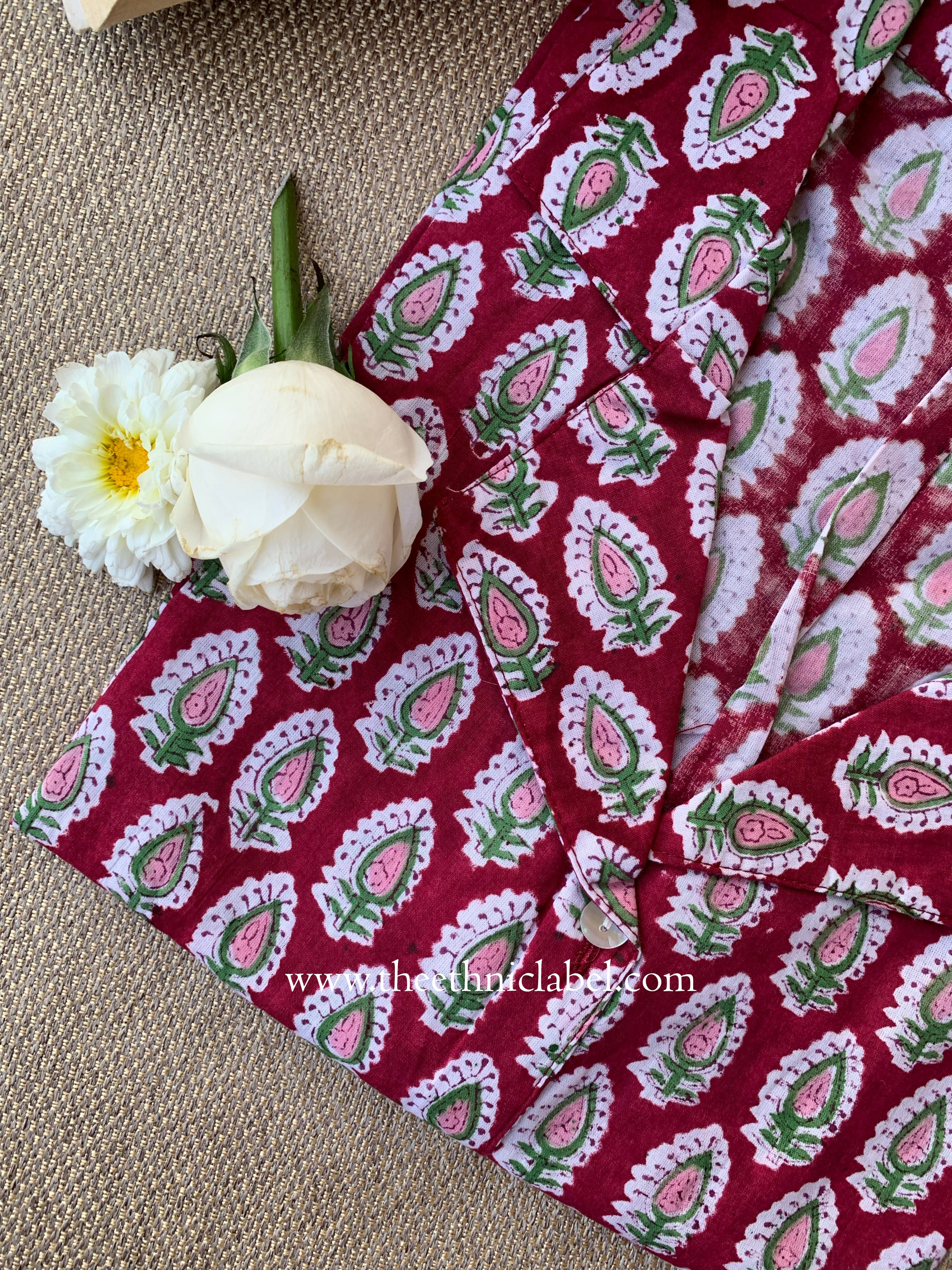 "Rishma" Hand Block Printed Cotton Shirt