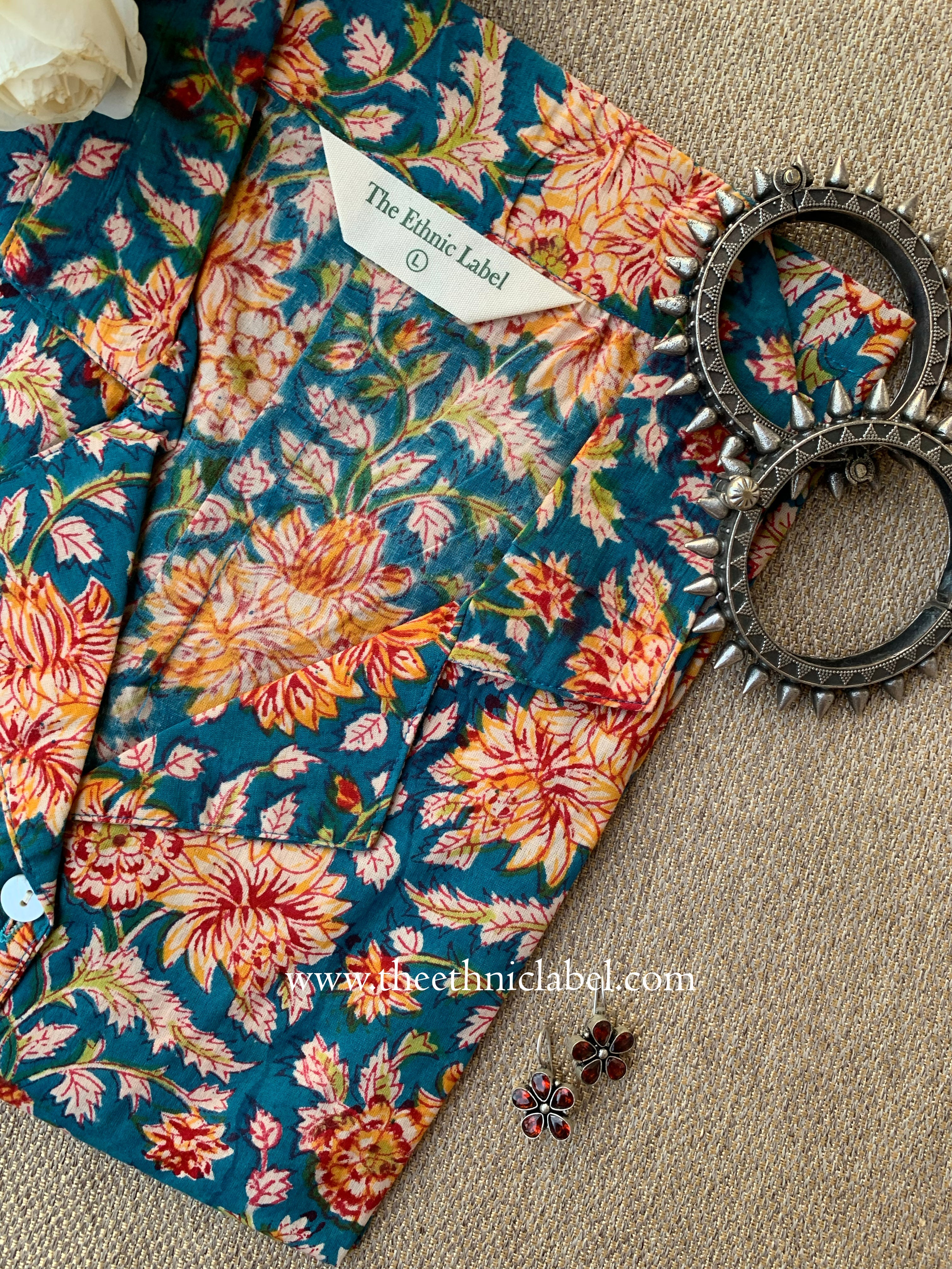 "Sunaina" Hand Block Printed Cotton Shirt