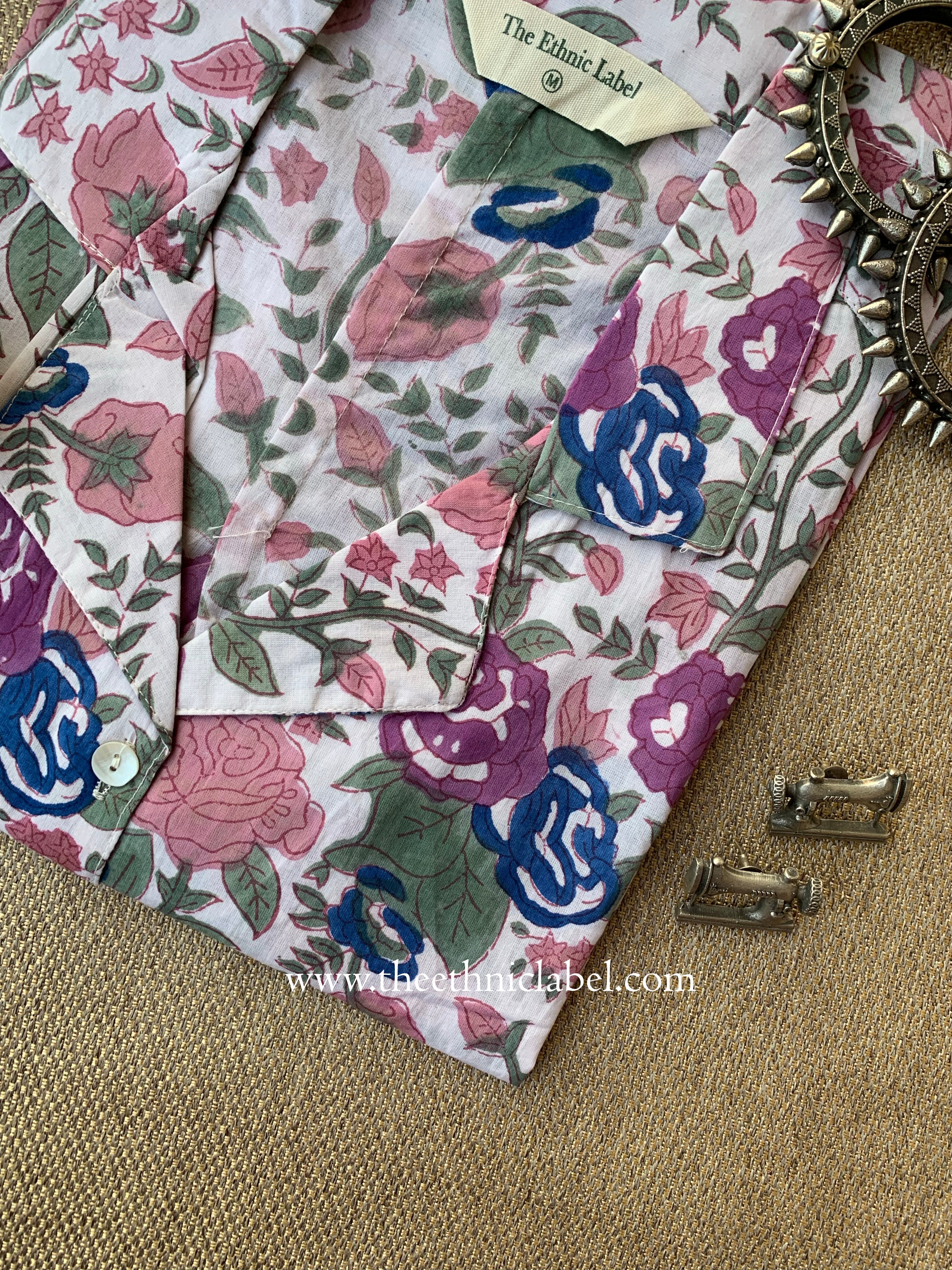 "Kavya" Hand Block Printed Cotton Shirt