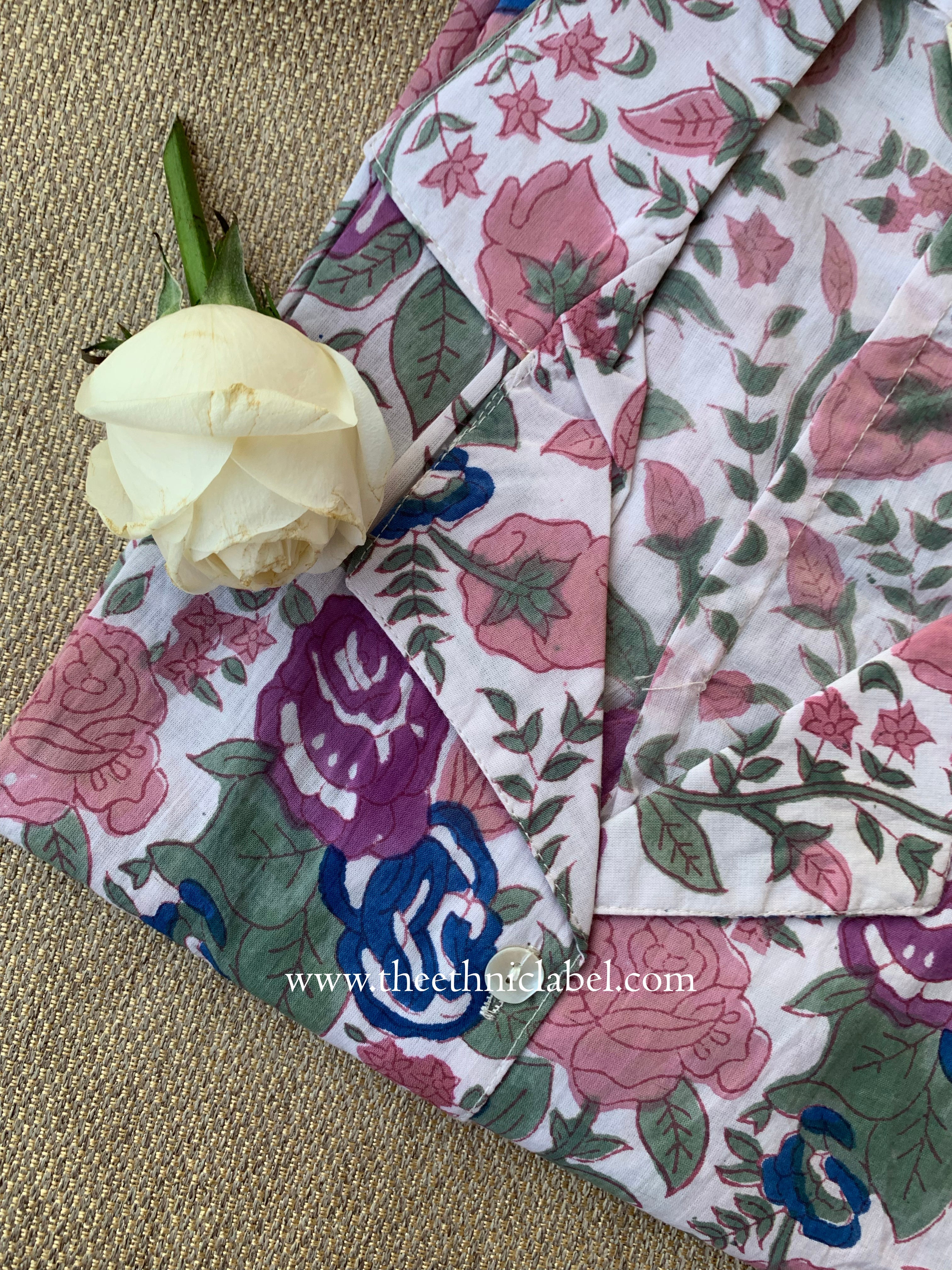 "Kavya" Hand Block Printed Cotton Shirt