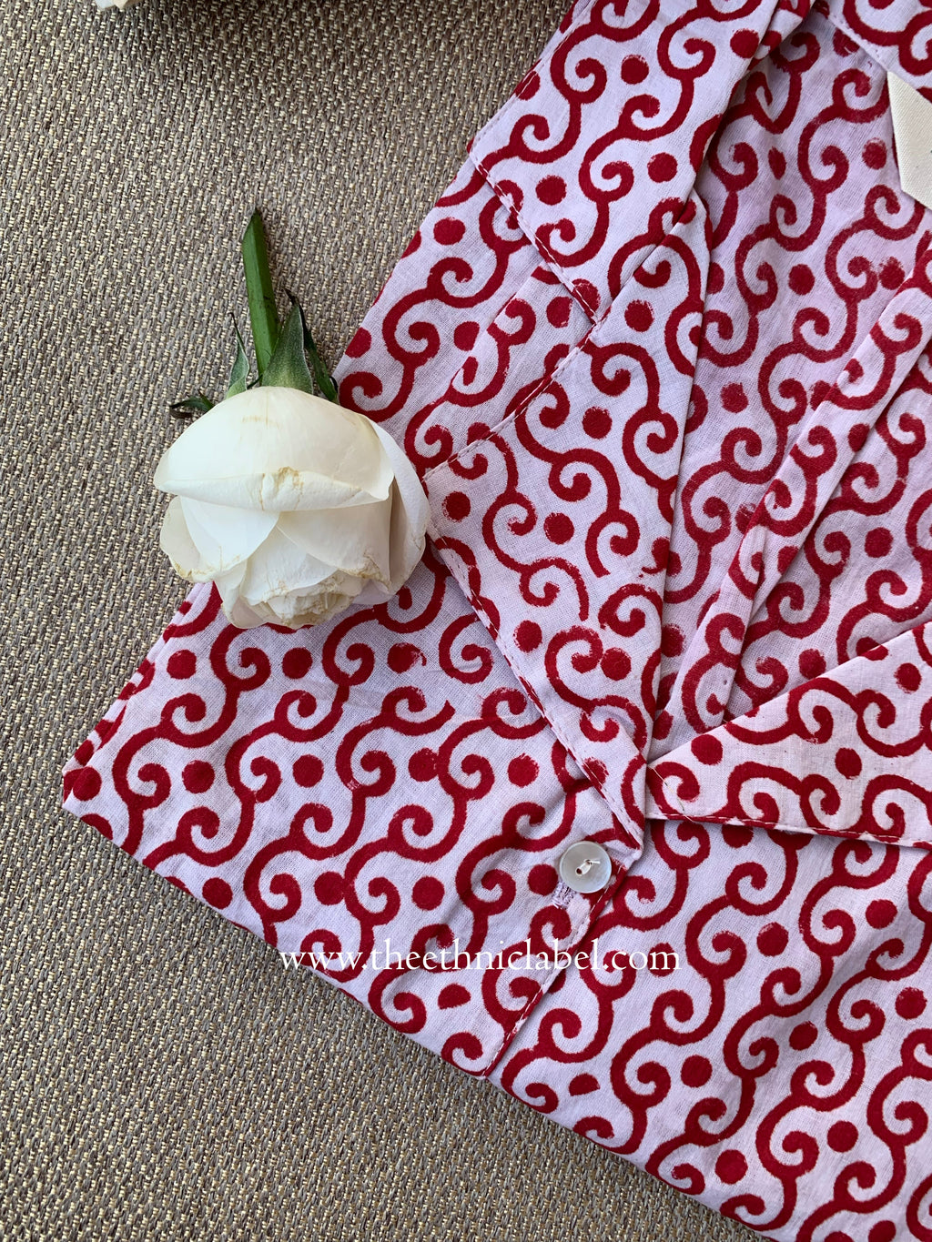 "Tina" Hand Block Printed Cotton Shirt
