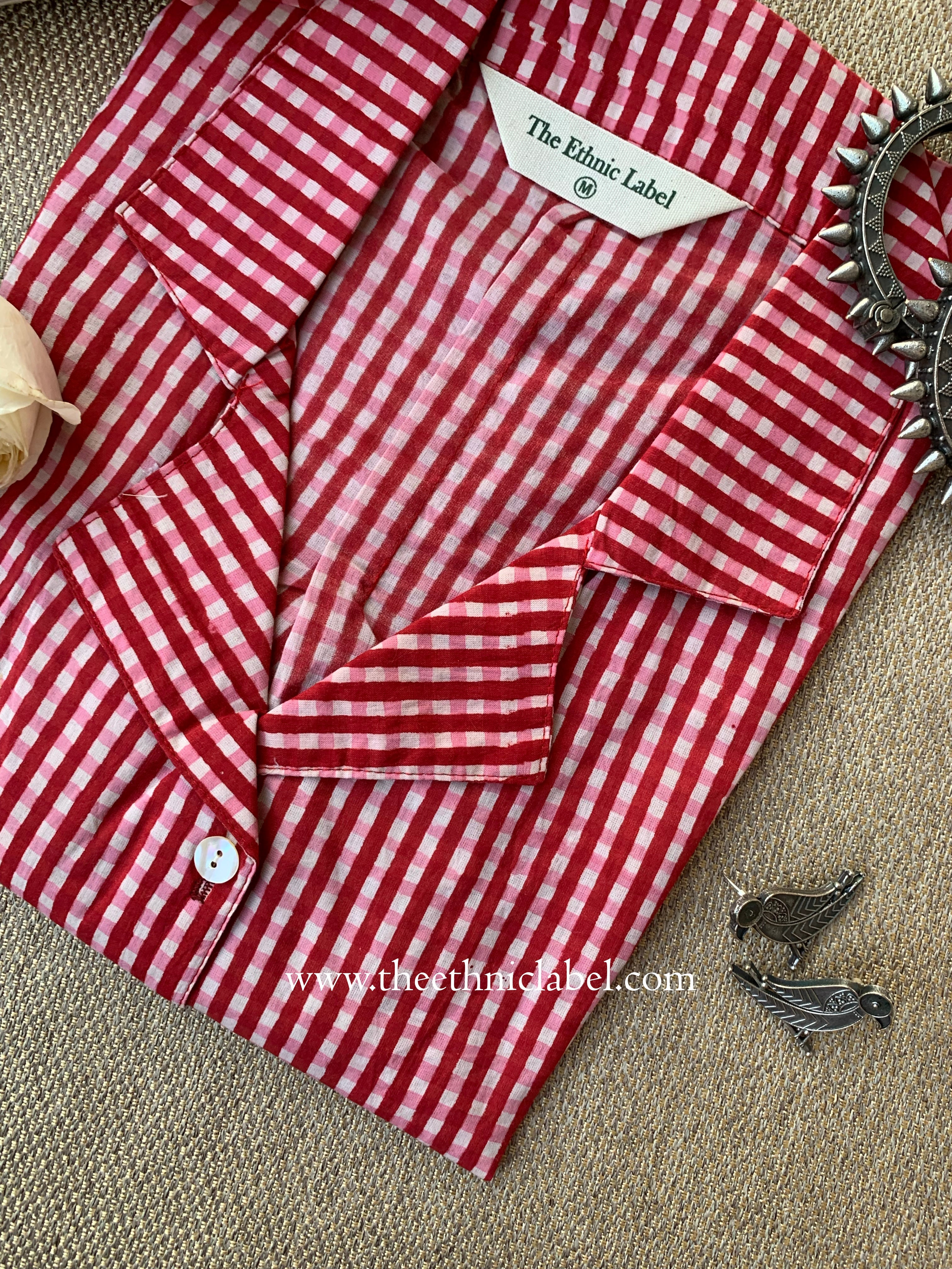 "Rosalie" Hand Block Printed Cotton Shirt