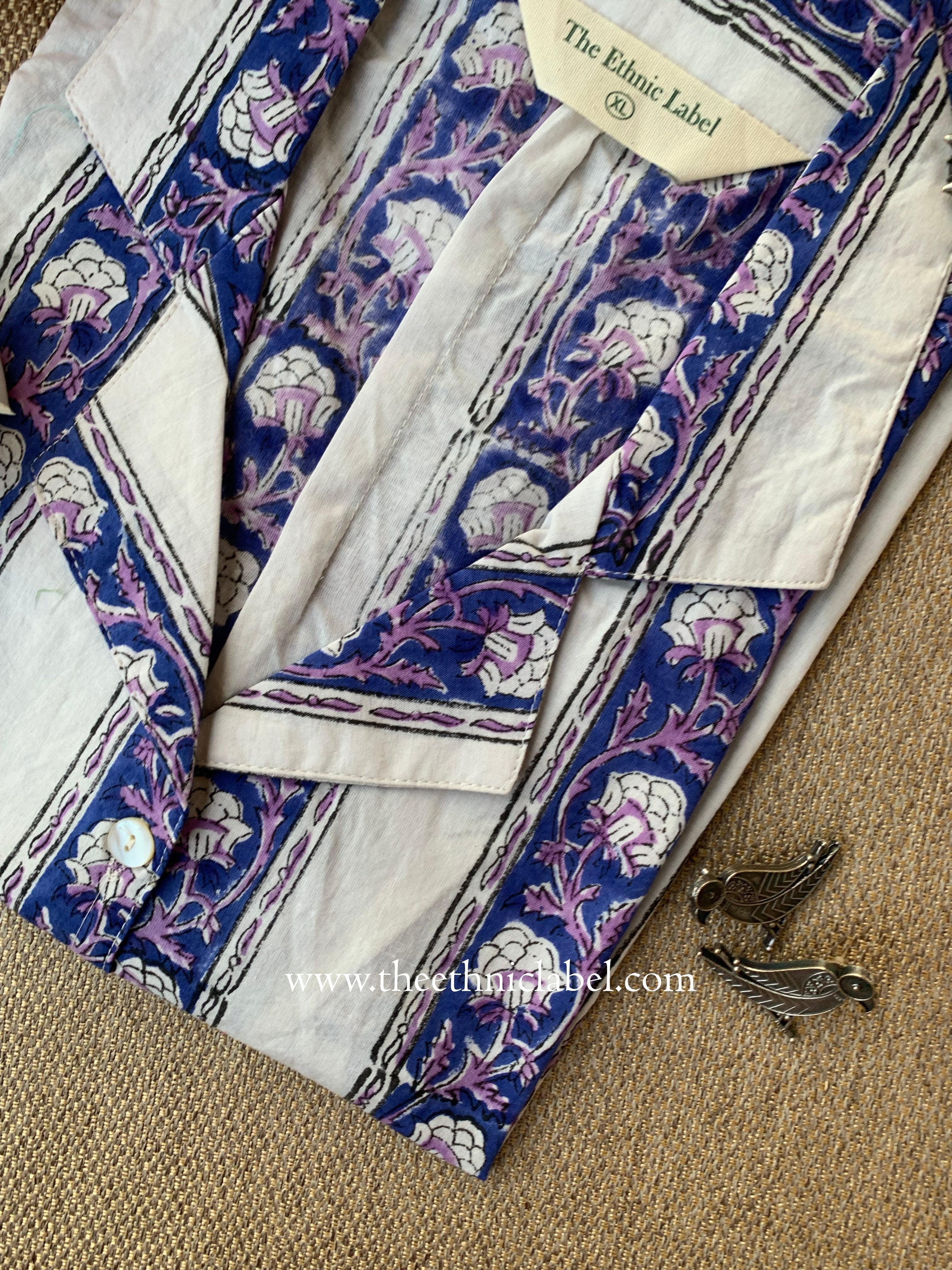 "Zinnia" Hand Block Printed Cotton Shirt