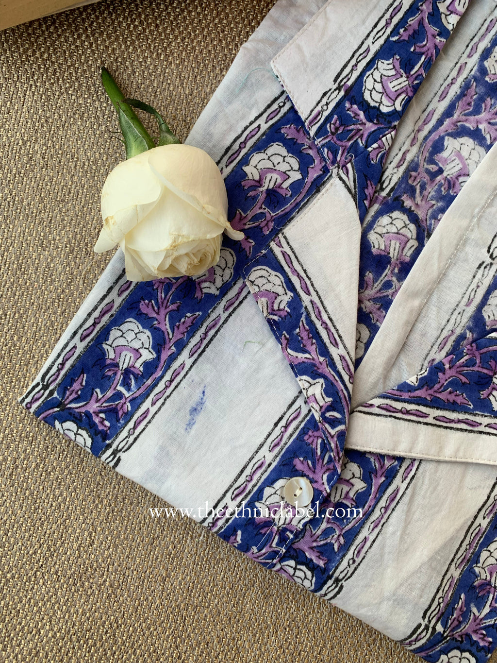 "Zinnia" Hand Block Printed Cotton Shirt