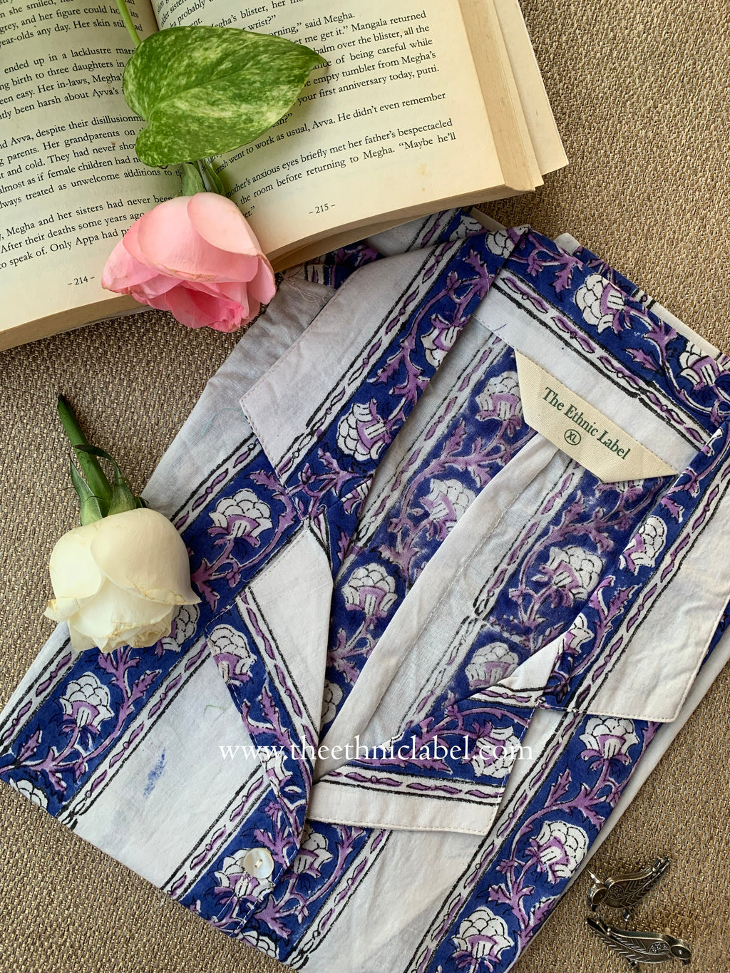 "Zinnia" Hand Block Printed Cotton Shirt