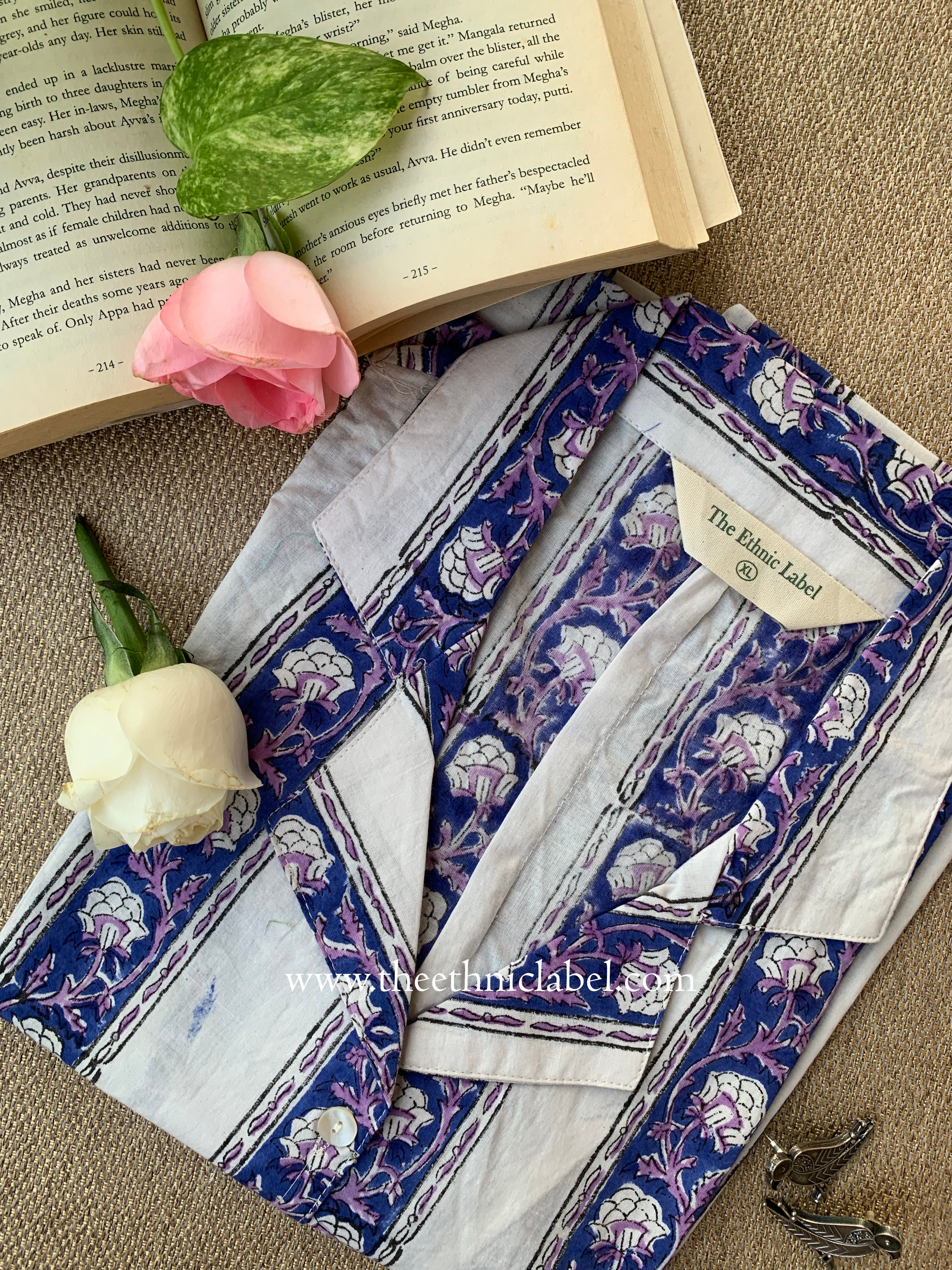 "Zinnia" Hand Block Printed Cotton Shirt