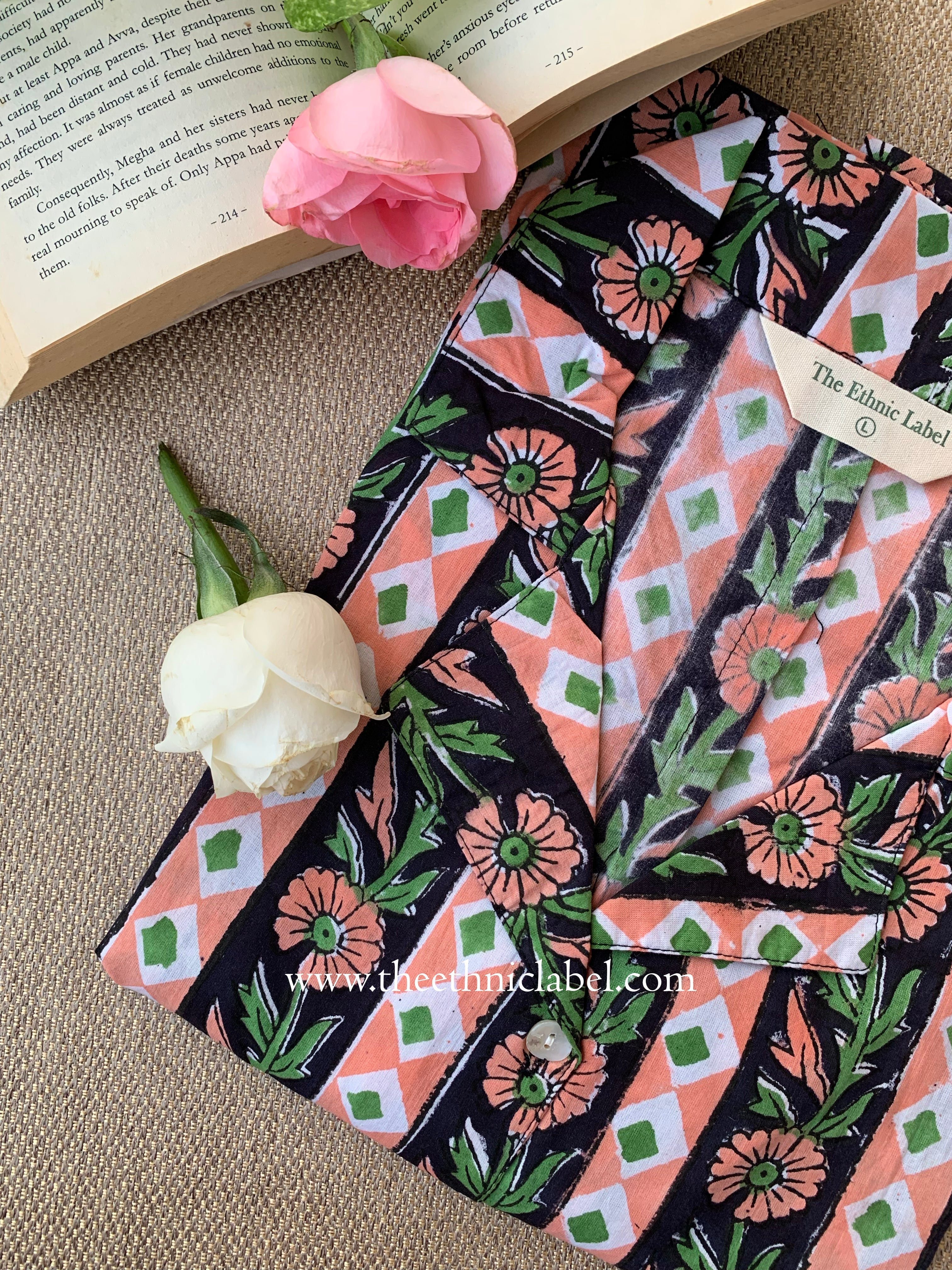 "Alina" Hand Block Printed Cotton Shirt