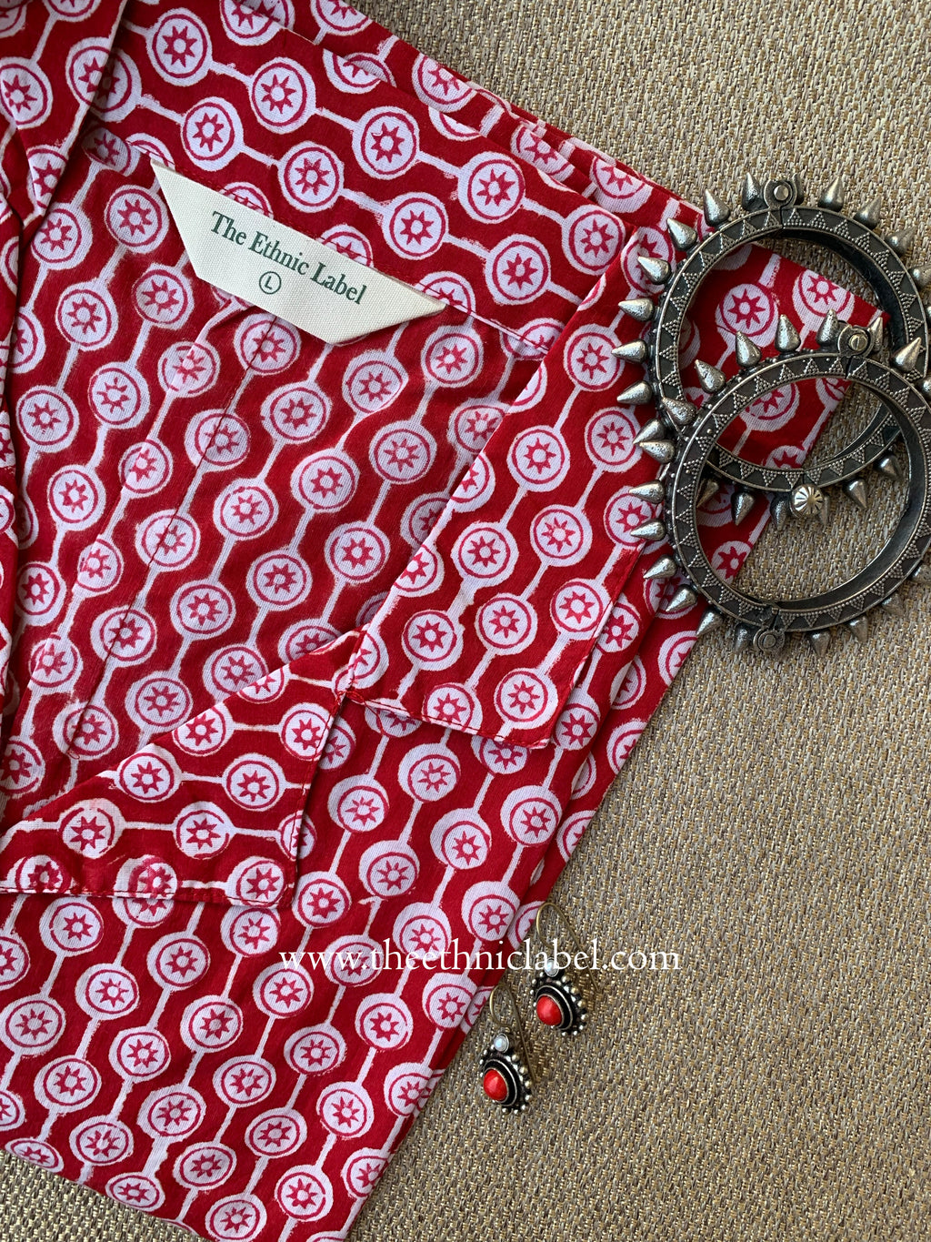 "Ruby" Hand Block Printed Cotton Shirt
