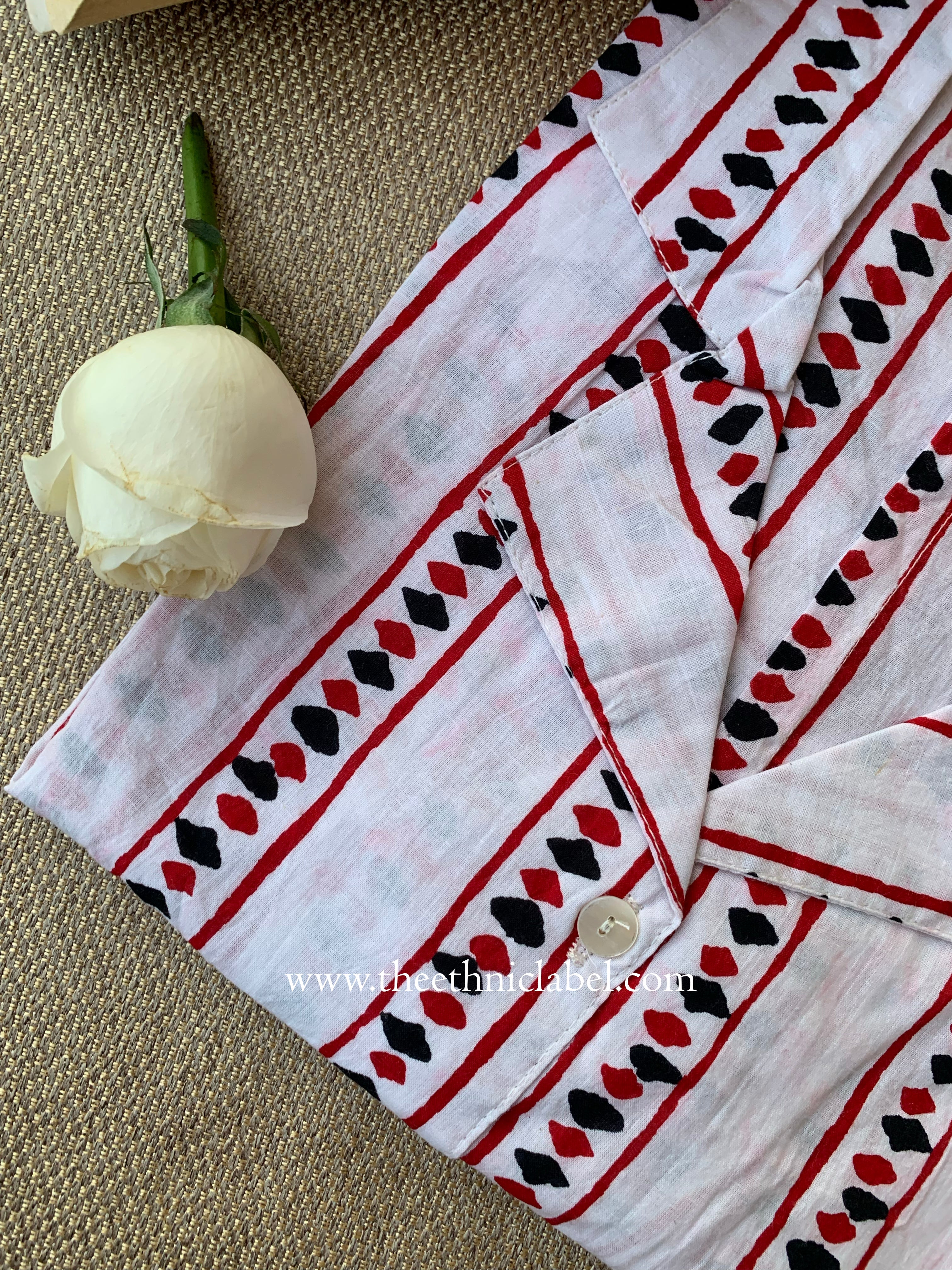 "Sumi" Hand Block Printed Cotton Shirt