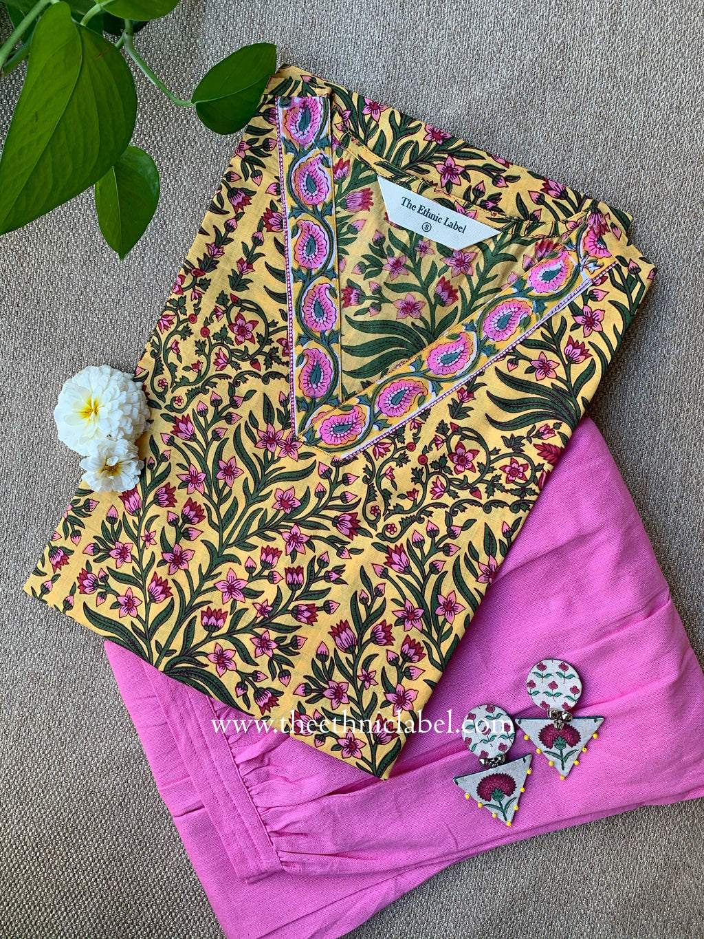 "Sona" Hand Block Printed Kurta with Afghan Pant-2pc