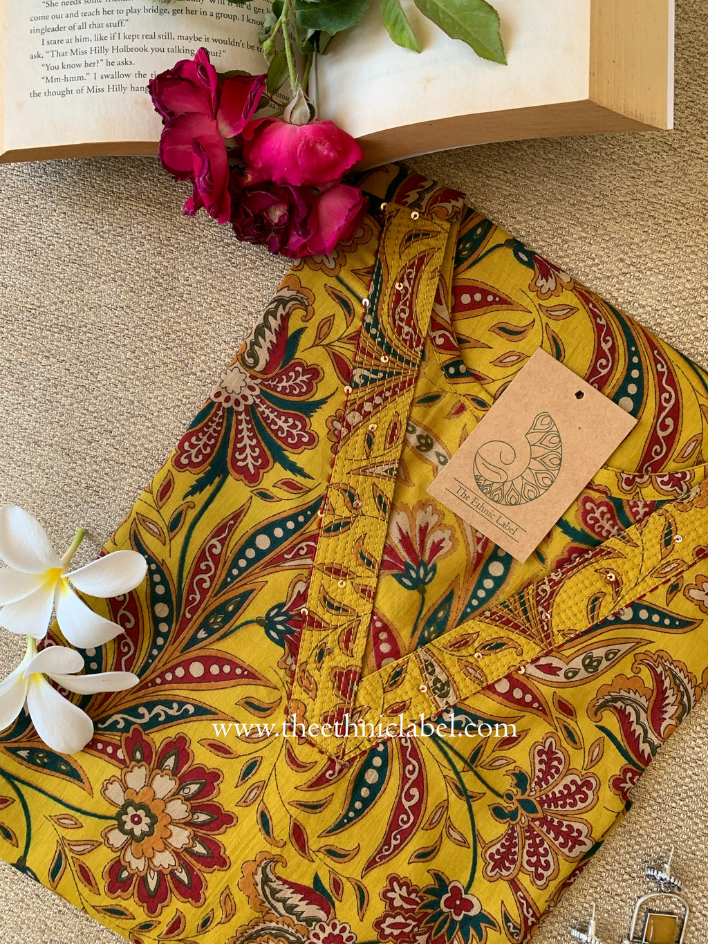 "Kalaa" Mustard Printed Cotton kurta