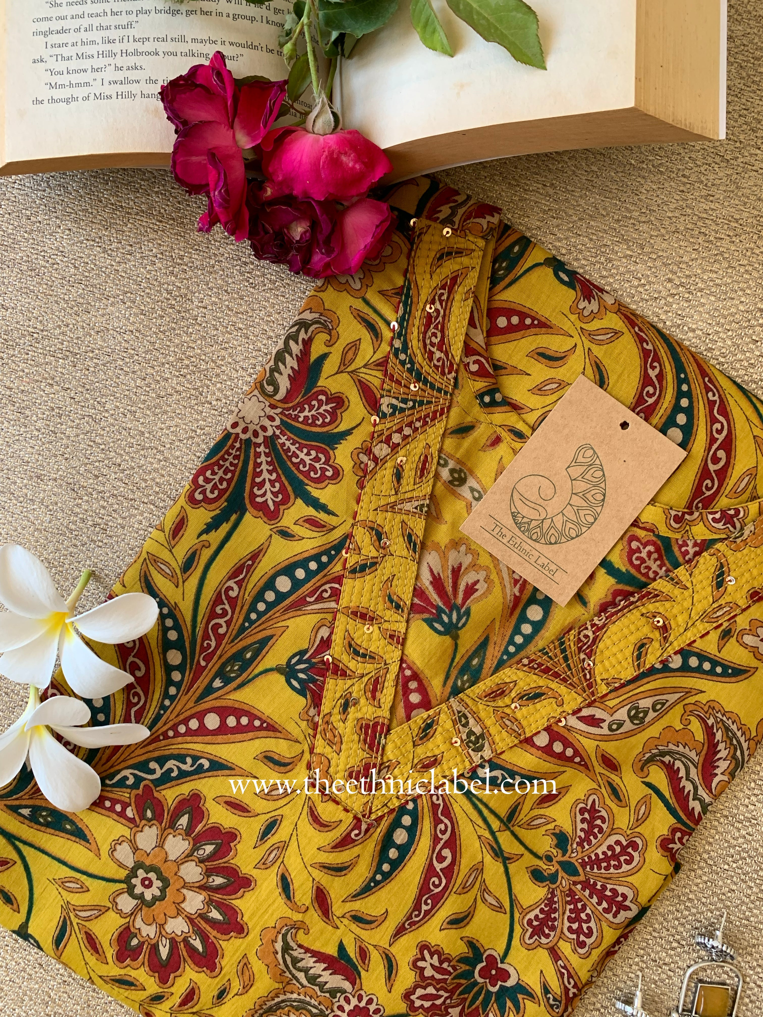 "Kalaa" Mustard Printed Cotton kurta
