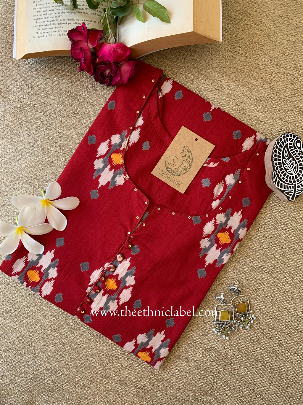 "Sehr" Printed Ikat Cotton kurta