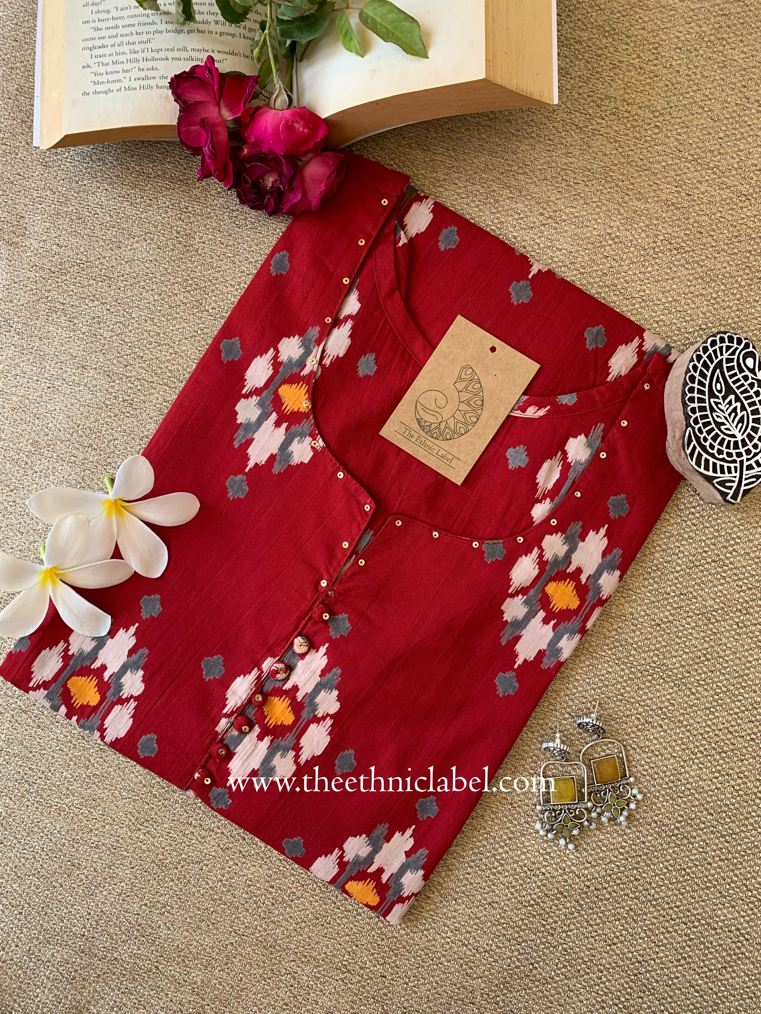 "Sehr" Printed Ikat Cotton kurta