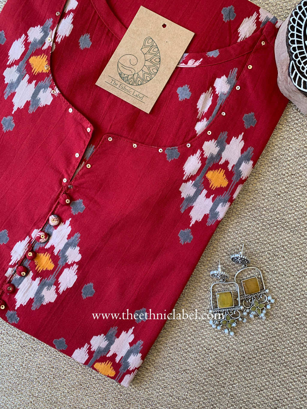 "Sehr" Printed Ikat Cotton kurta