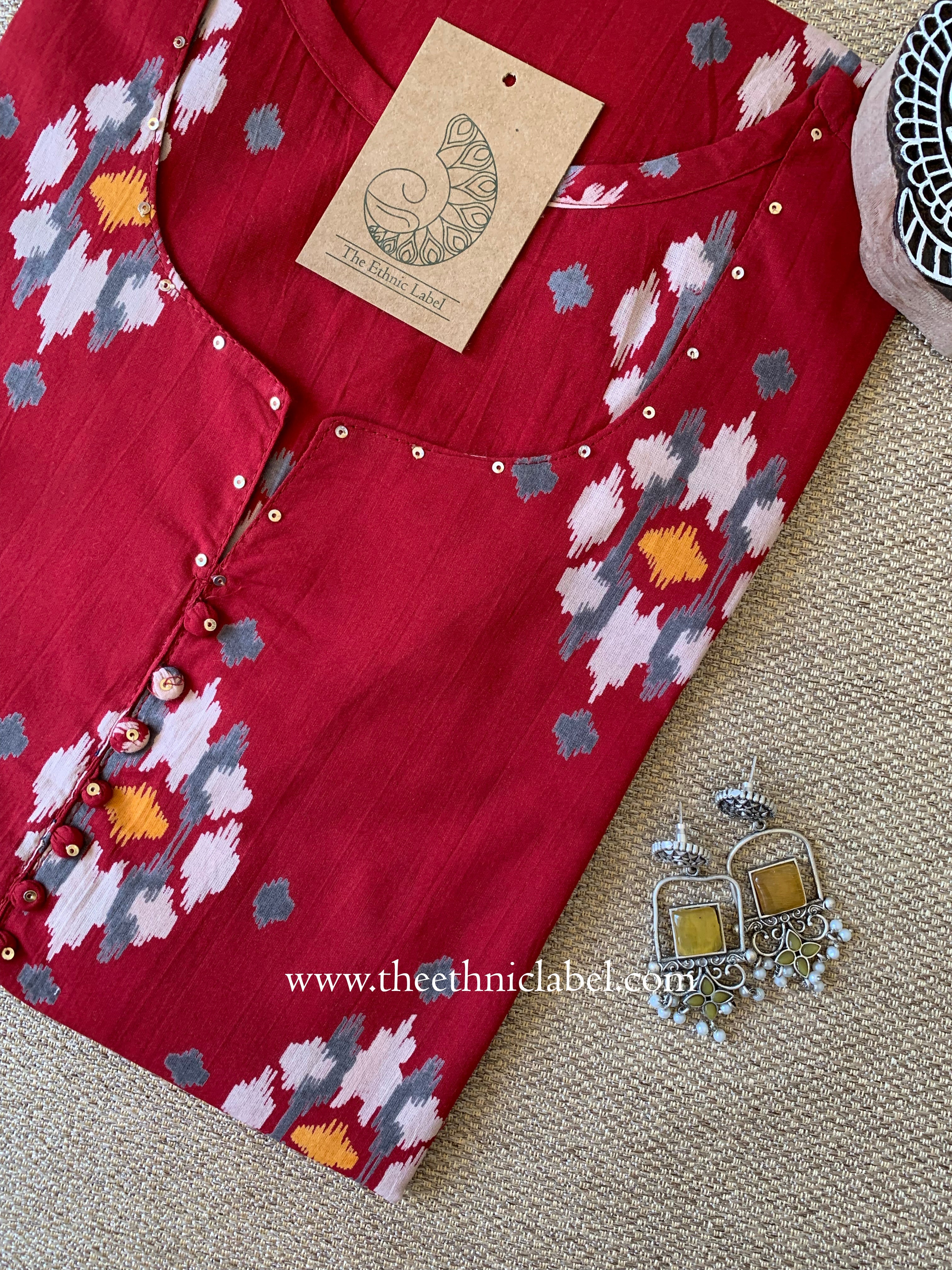 "Sehr" Printed Ikat Cotton kurta