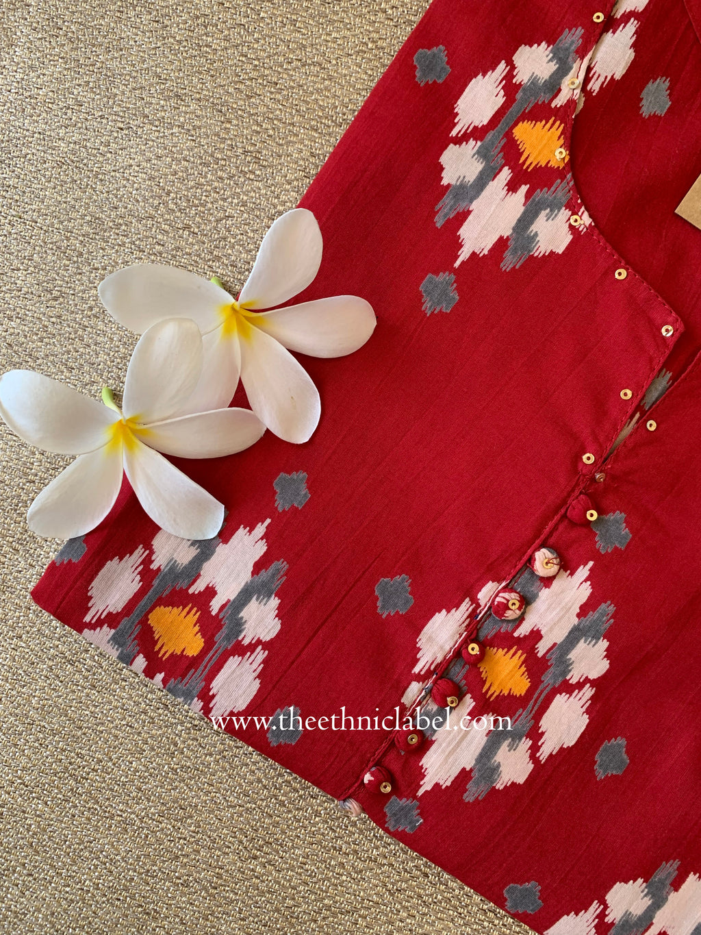 "Sehr" Printed Ikat Cotton kurta