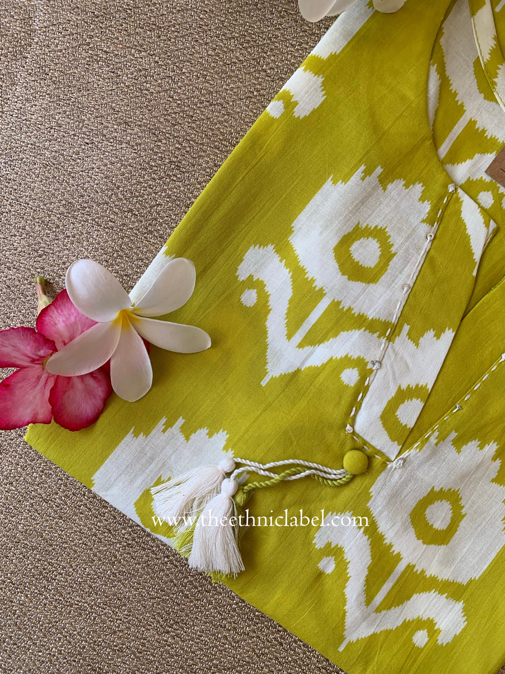 "Yug" Yellow Printed Cotton kurta