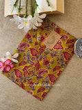 Iraya Mustard Printed Cotton kurta