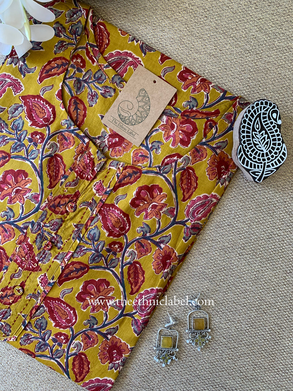 "Urusa" Mustard Cotton kurta - Big Size