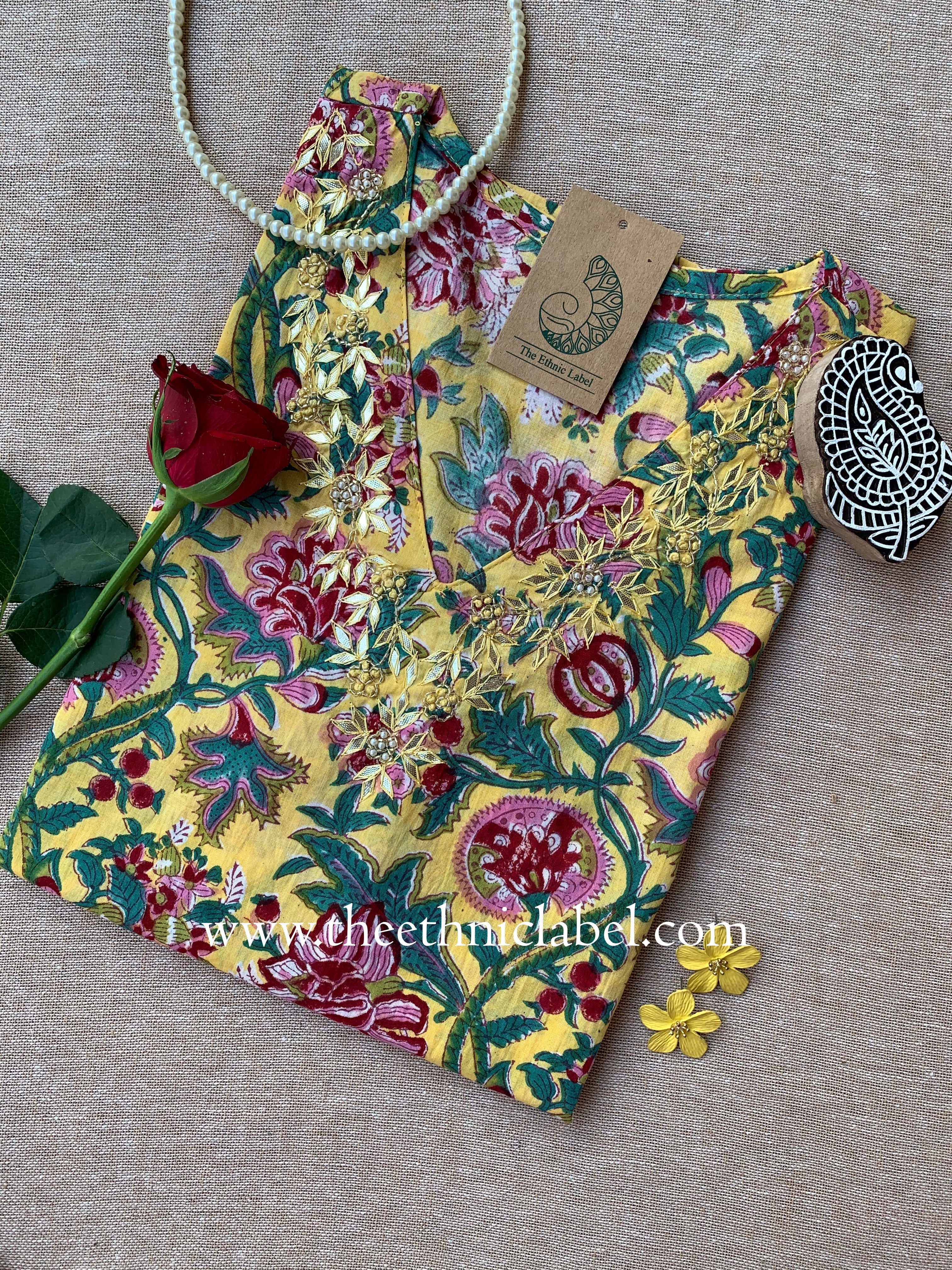 "Vasant" Hand Work Embellished Cotton kurta S, XL