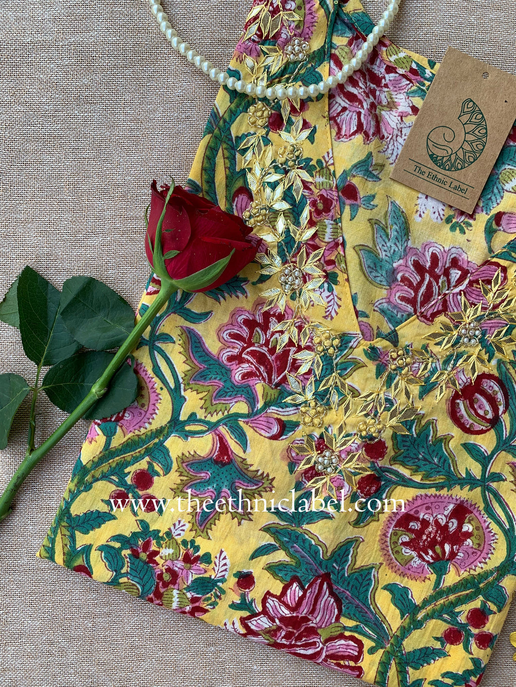 "Vasant" Hand Work Embellished Cotton kurta S, XL