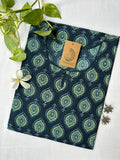 Blue Ajrakh Hand Block Printed laced Cotton kurta - Big Size-5XL