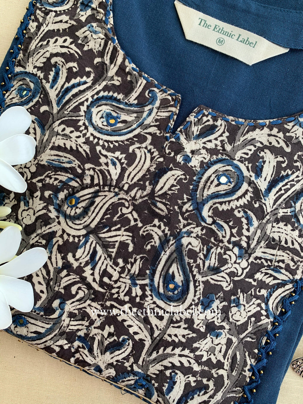 "Sara" Blue Handwork Cotton kurta