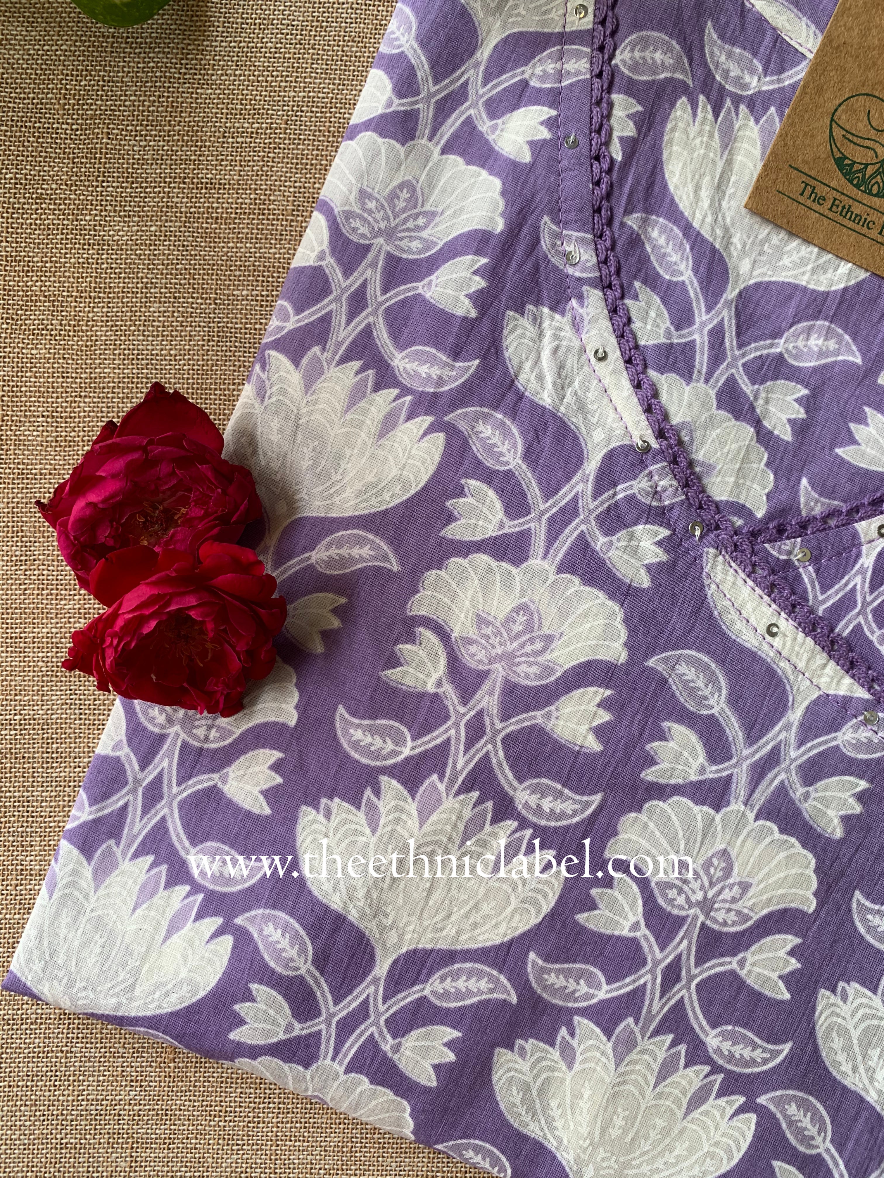 "Malti" Angrakha Laced Cotton kurta- M