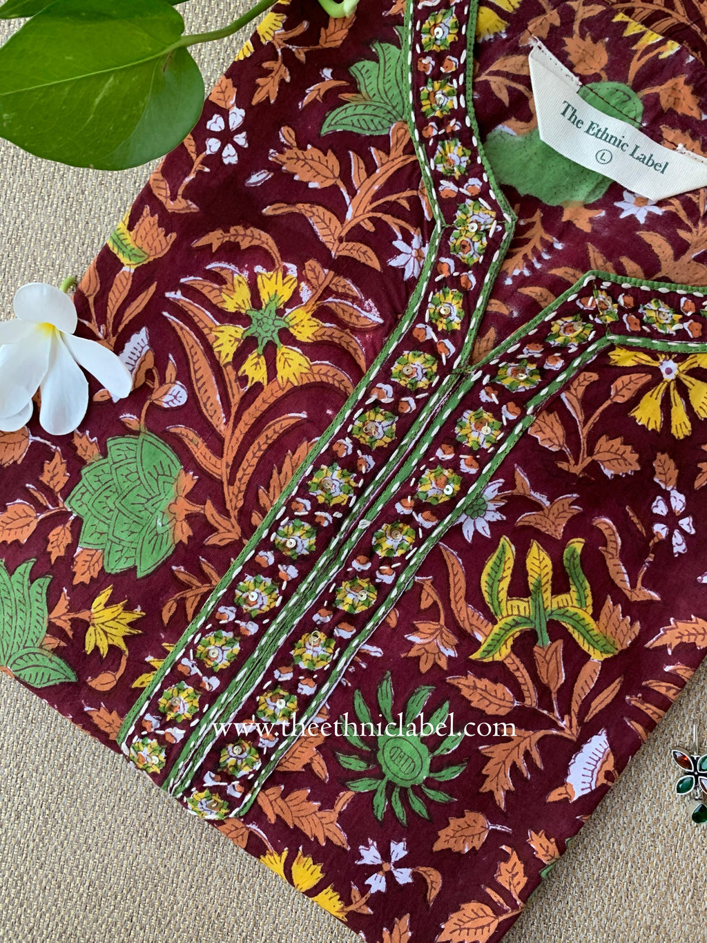 "Rohini" Block Printed Handwork Cotton kurta