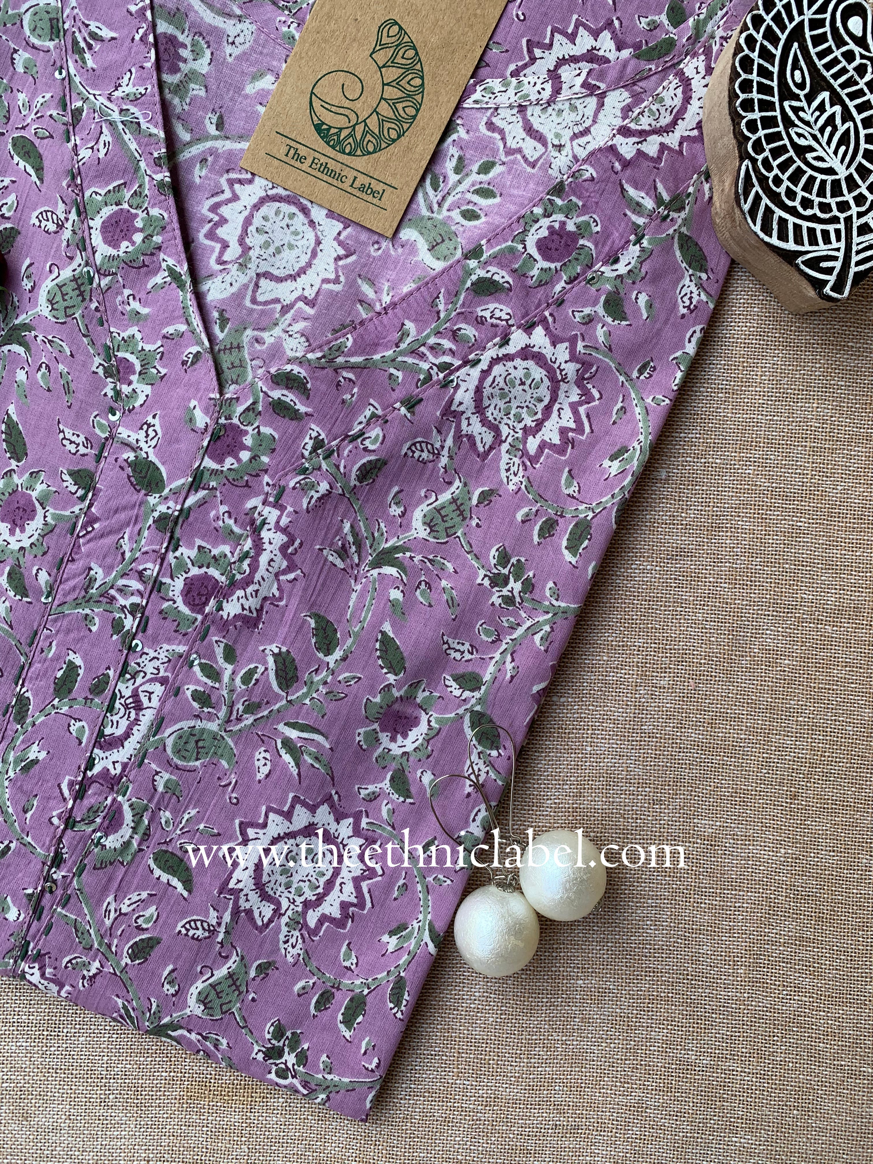 "Saira" Hand Blockprinted Cotton kurta - S