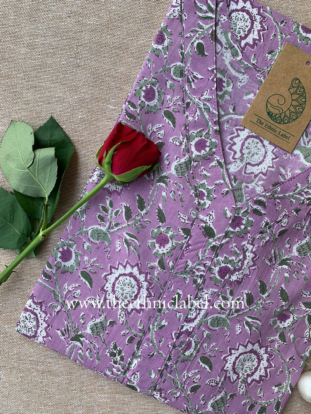 "Saira" Hand Blockprinted Cotton kurta - S