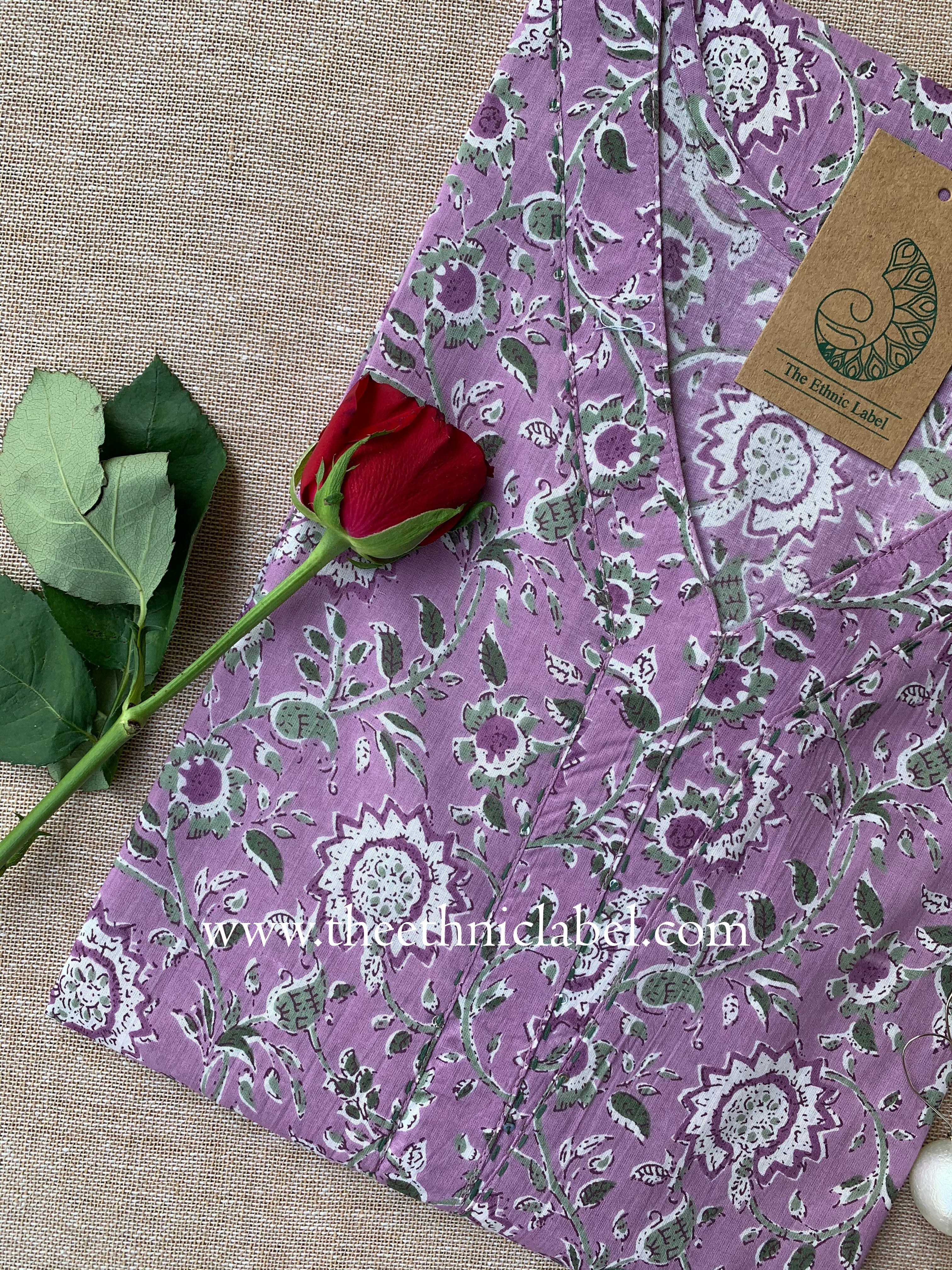 "Saira" Hand Blockprinted Cotton kurta - S