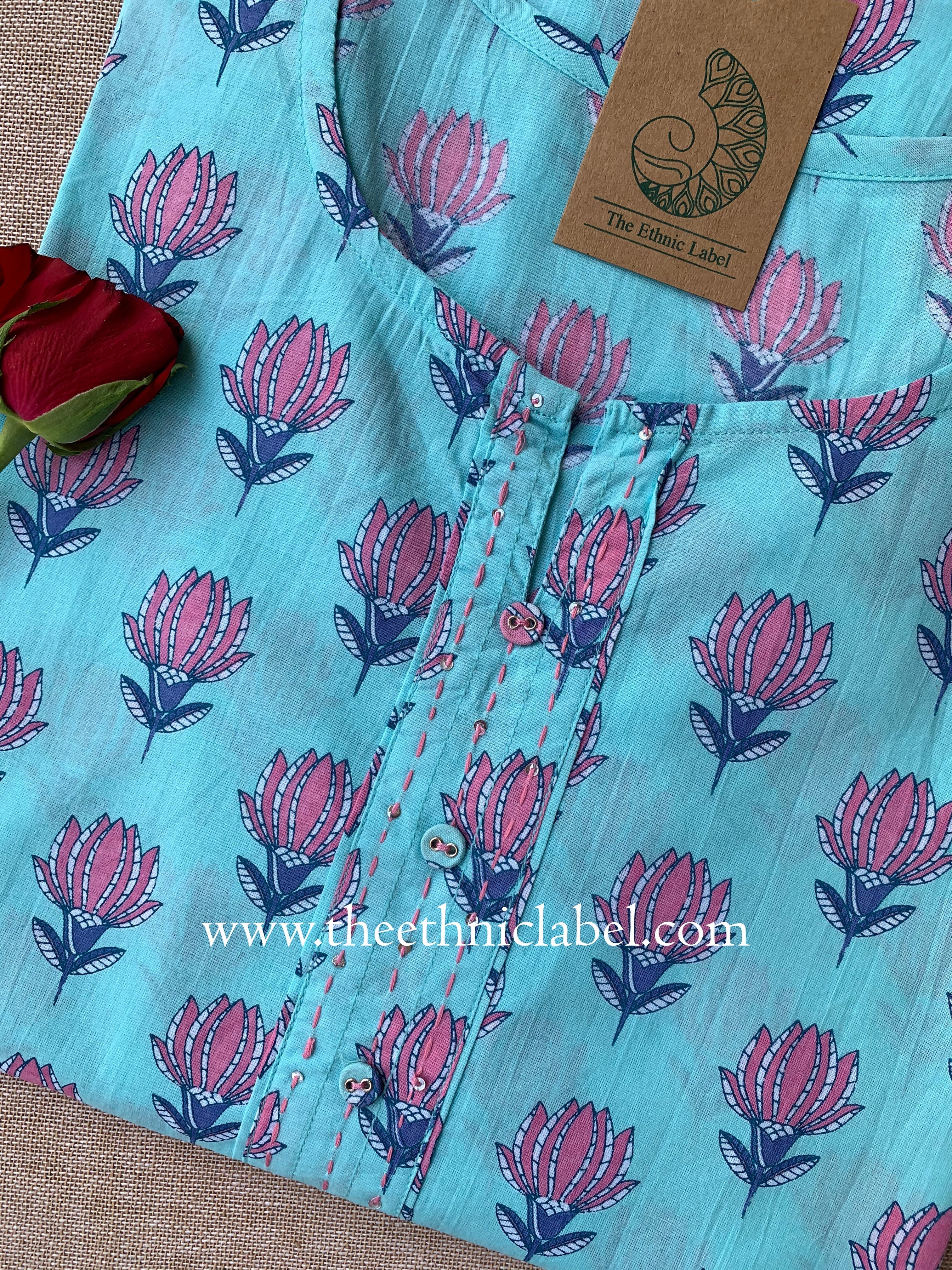 "Radha" Buttoned Cotton kurta - Big Size