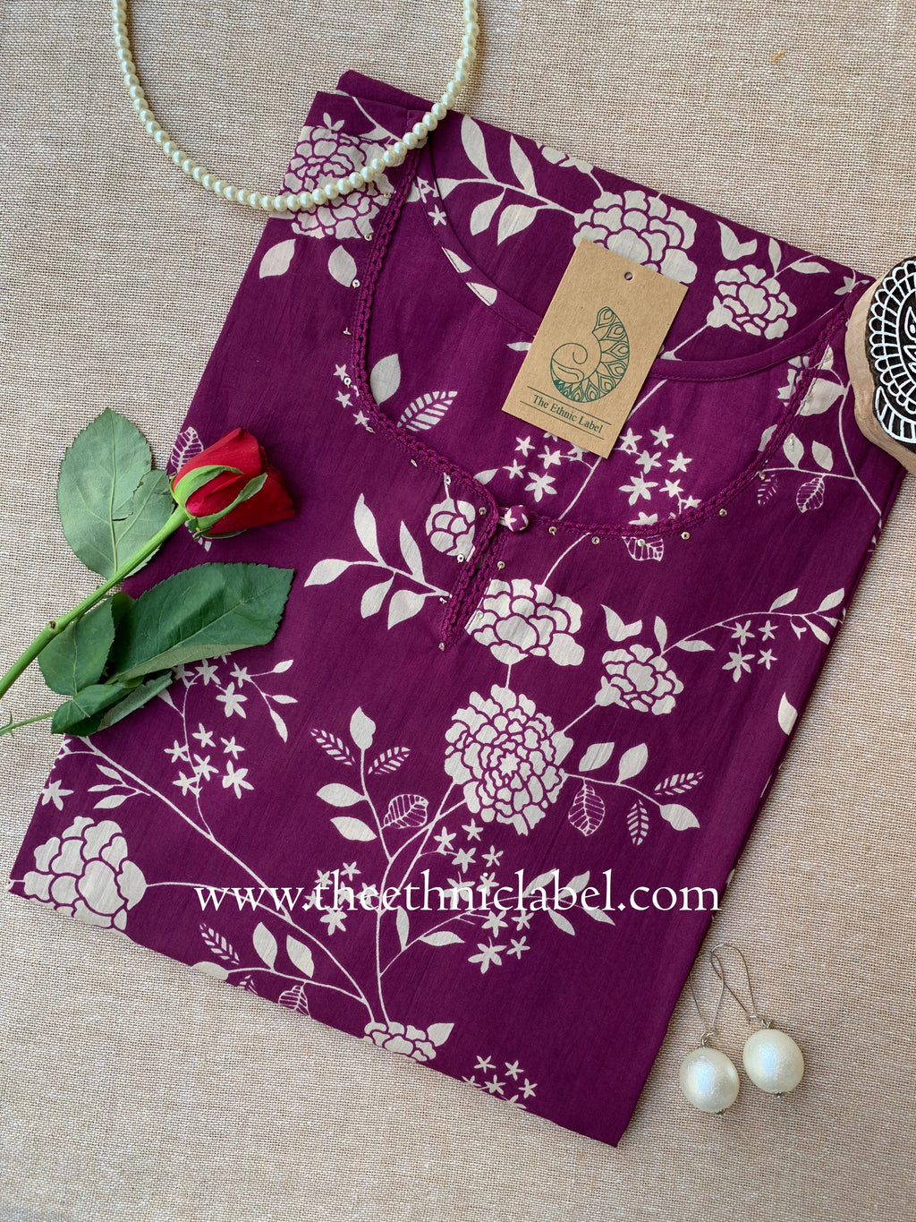 "Neema" Laced Cotton kurta - Big Size -5XL