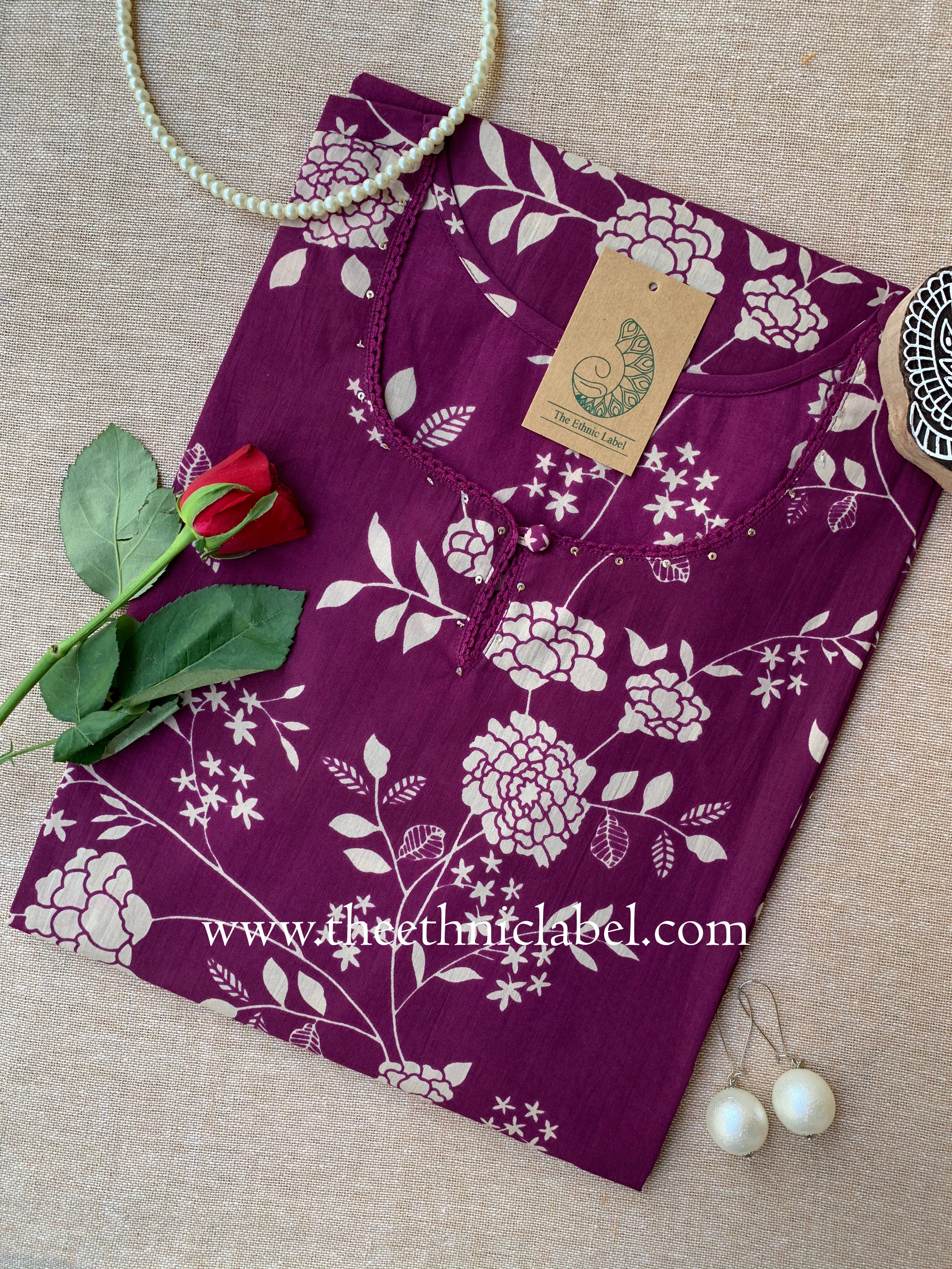 "Neema" Laced Cotton kurta - Big Size -5XL