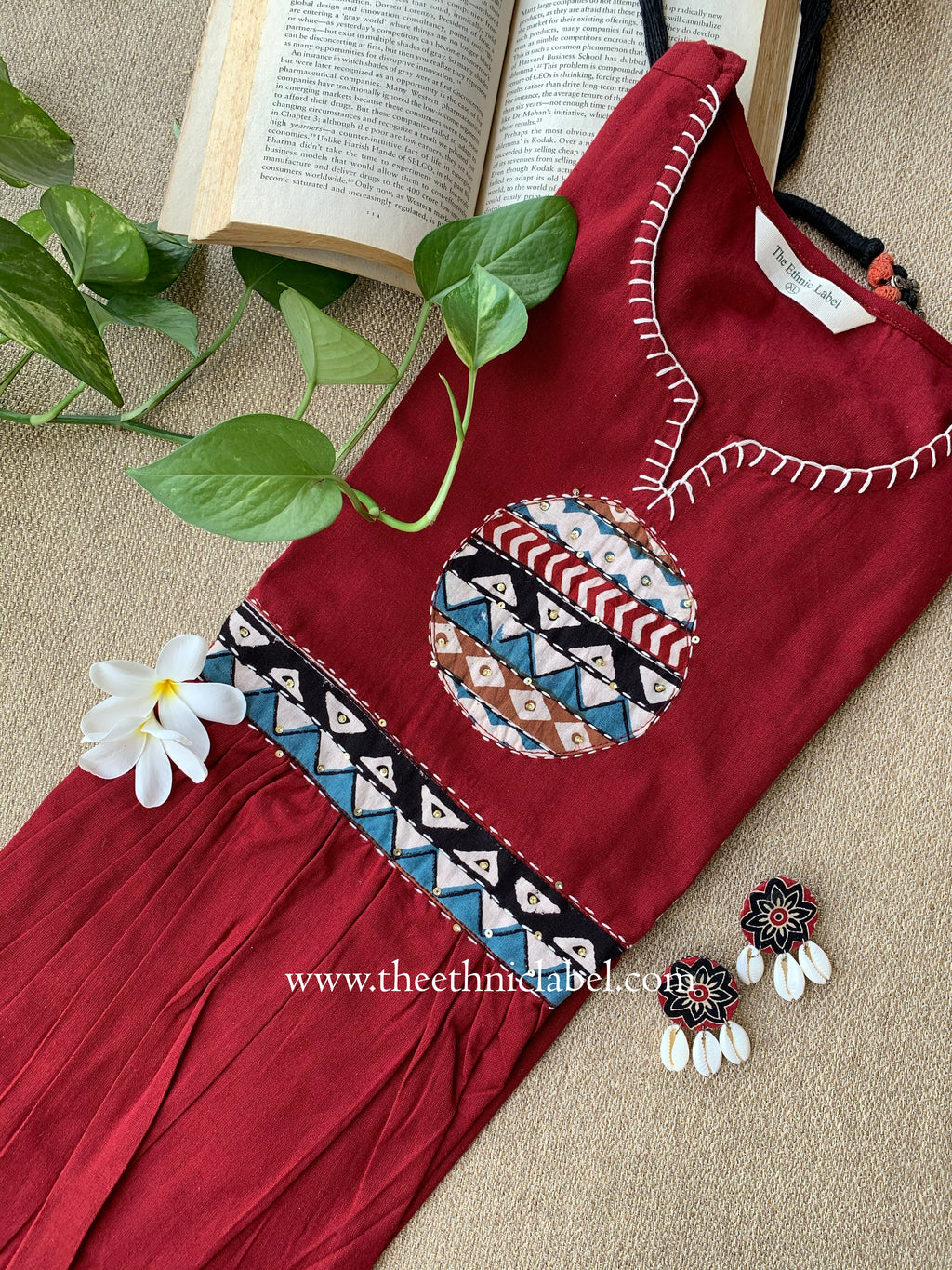 "Pratha" Hand Work A line Cotton Kurta