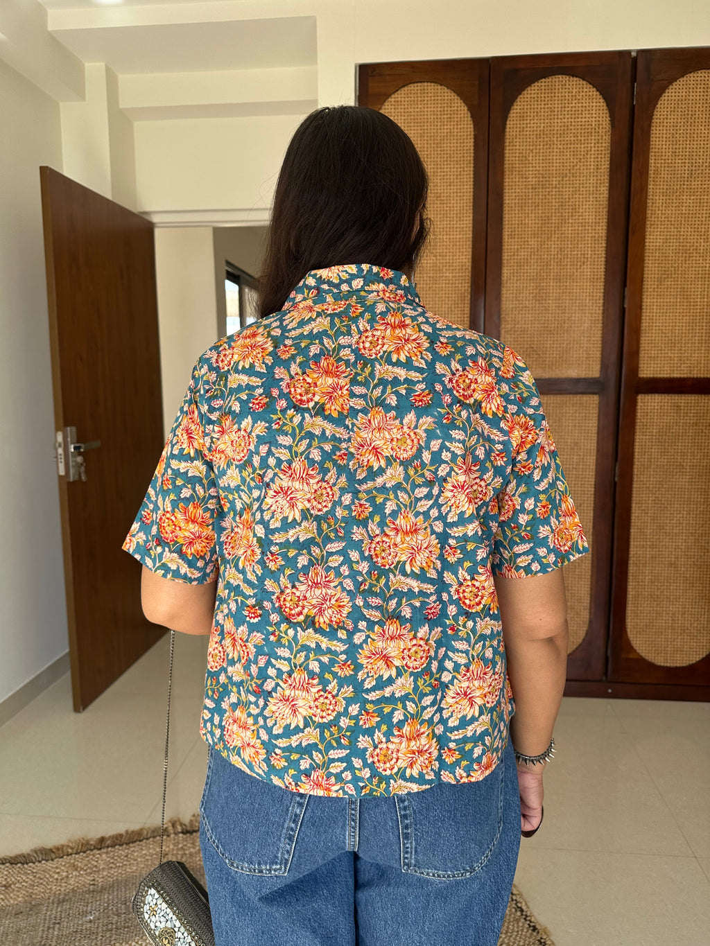 "Sunaina" Hand Block Printed Cotton Shirt